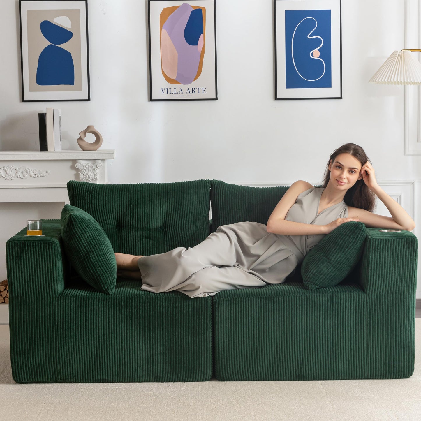 MAXYOYO Modular Sectional Sofa Couch, L Shaped Modern Cloud Couch with 1 Ottoman, Sofa in A Box, Tufted 4-Seat Boneless Sleeper Chair for Living Room, No Assembly Required, Orange