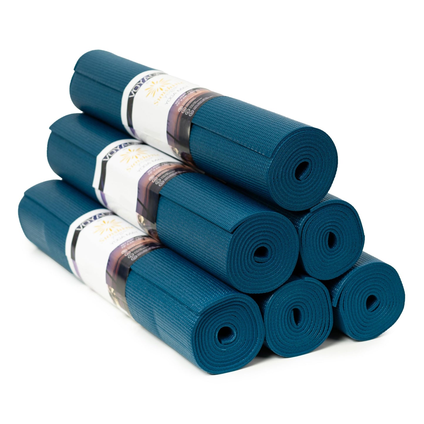 Sunshine Yoga Voyage Yoga Mat, 6 Pack, 72" x 24" Professional Studio and Gym Bulk Yoga Mats, 5mm Thick, Durable, Anti-Tear, Non Slip Fitness and Exercise Mats
