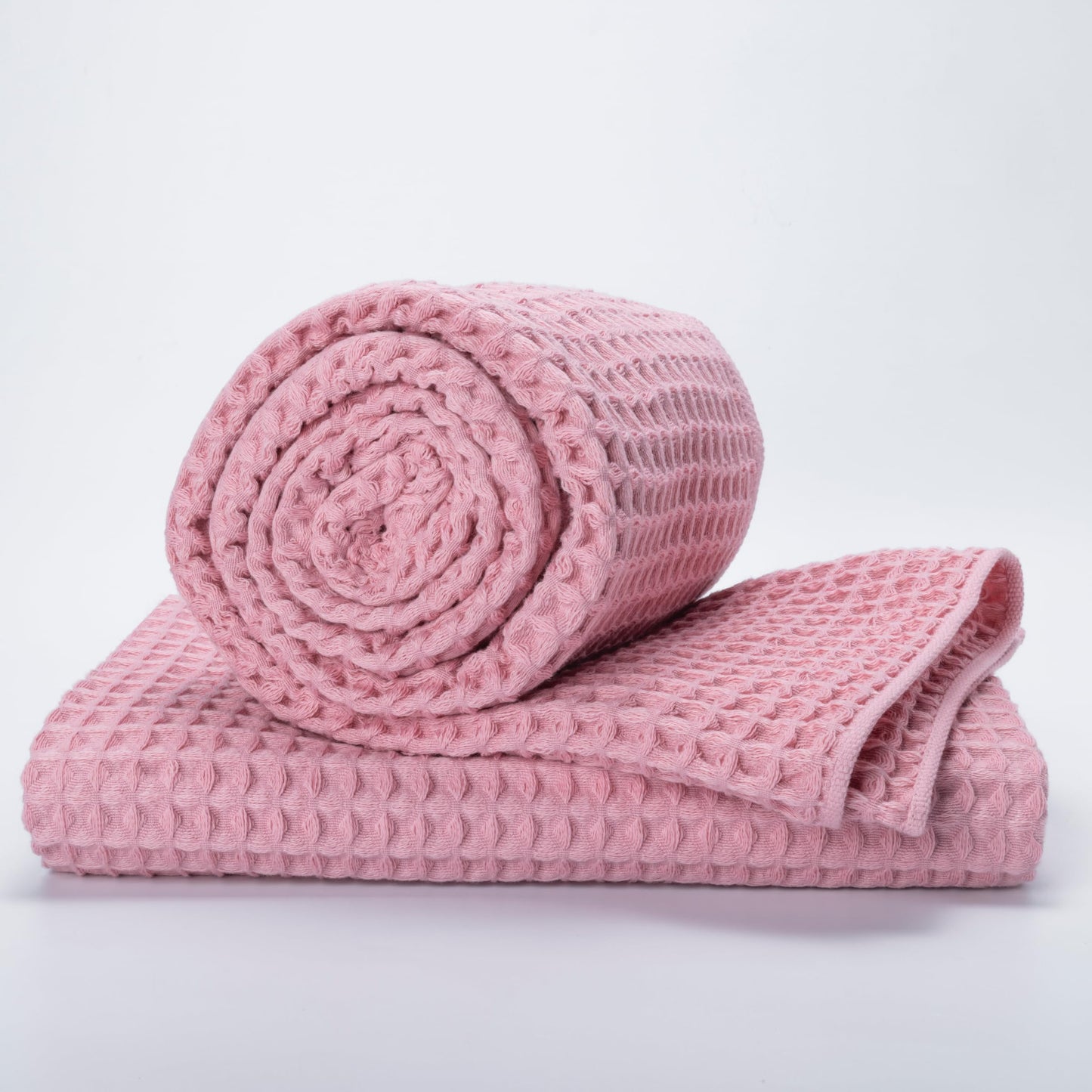 Luxury Japanese Cotton Waffle Bath Towel | Plush, Absorbent, and Quick Dry (Coral Orange, Hand Towel, 32" x 16")