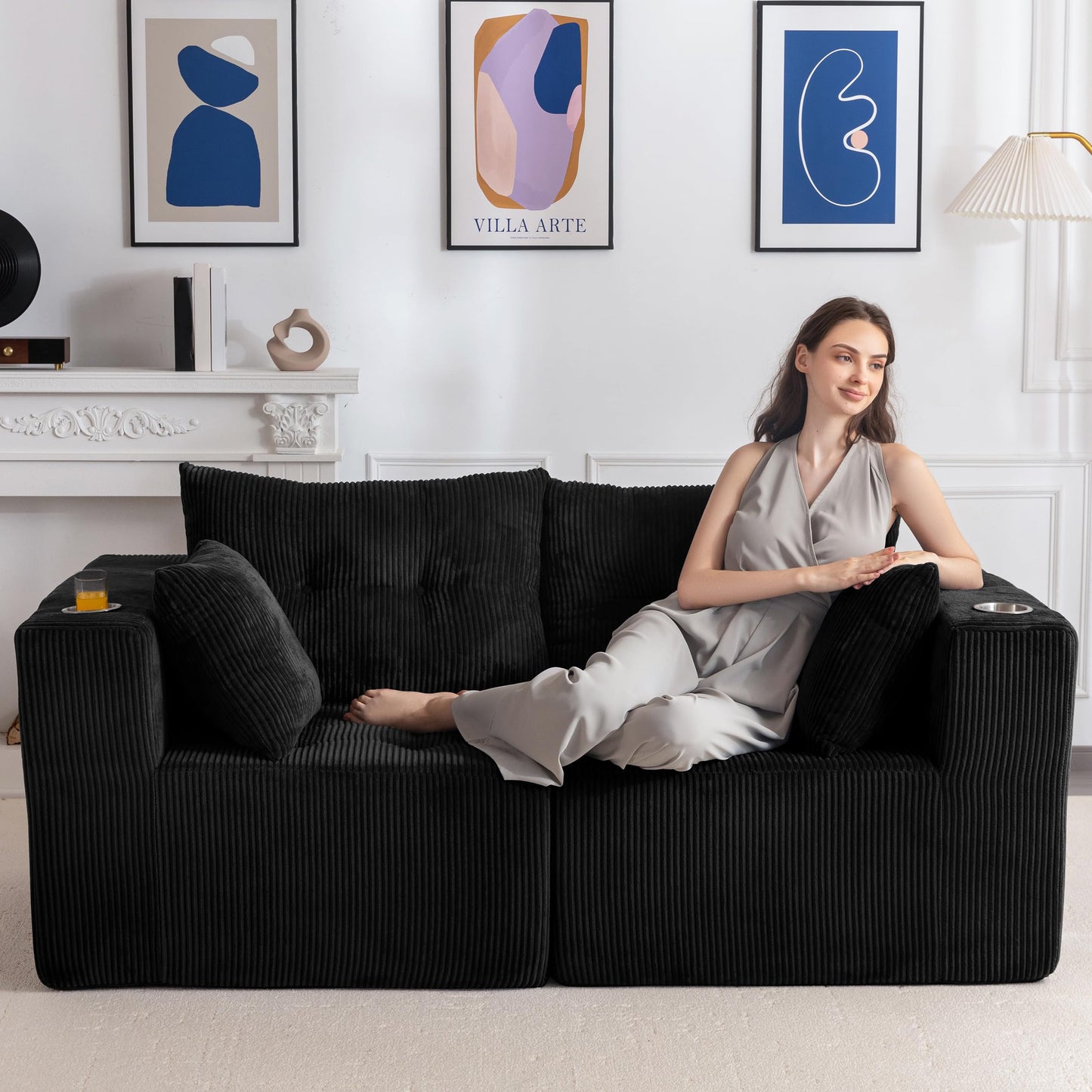 MAXYOYO Modular Sectional Sofa Couch, L Shaped Modern Cloud Couch with 1 Ottoman, Sofa in A Box, Tufted 4-Seat Boneless Sleeper Chair for Living Room, No Assembly Required, Orange
