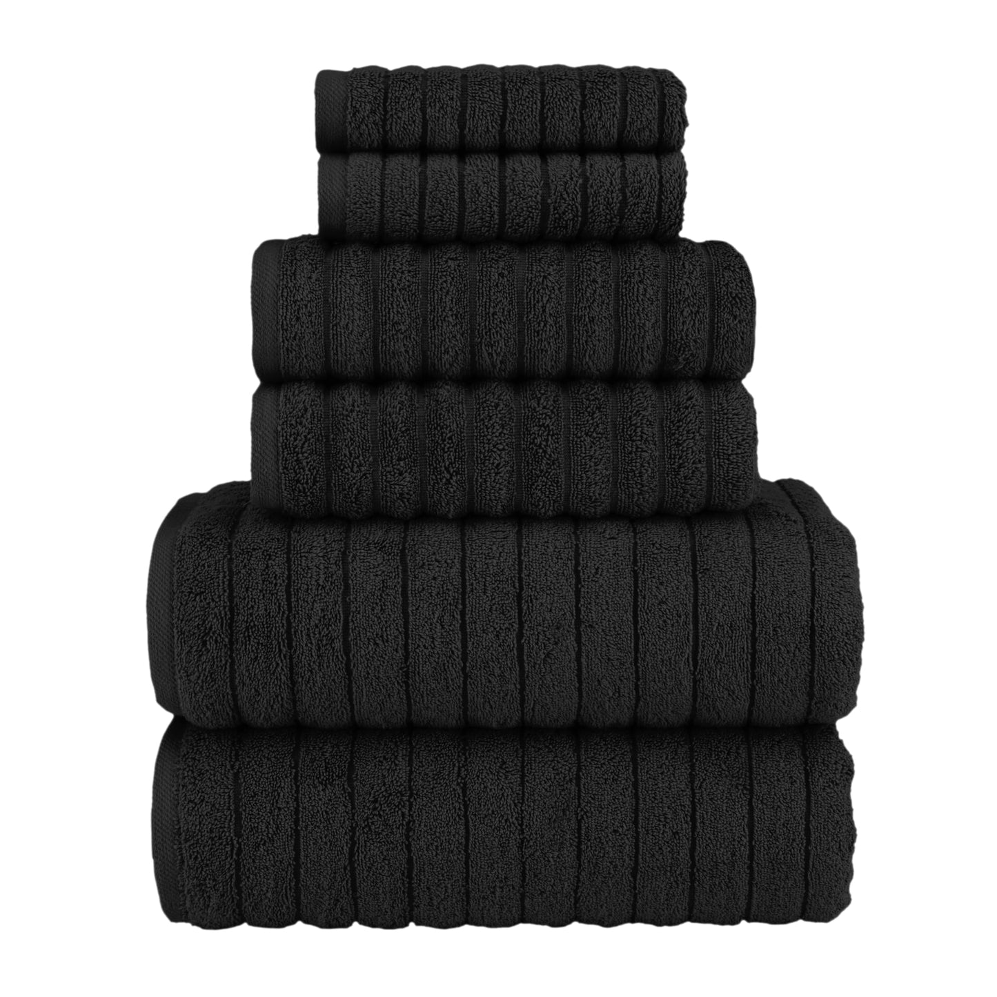 Elegant Comfort 100% Turkish Cotton Corduroy Ribbed Luxury Bath Towels 6-Piece Set, Premium Feel - Quick Dry, Highly Absorbent, Contains 2 Bath Towels, 2 Hand Towels, and 2 Washcloths, Coral
