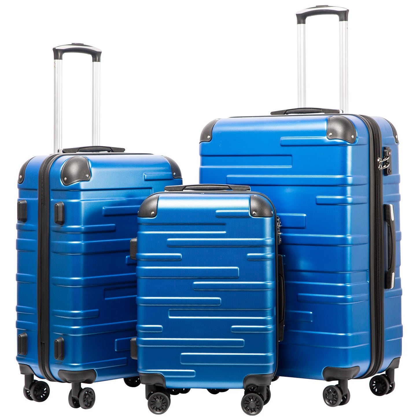 Coolife Luggage Expandable(only 28") Suitcase 3 Piece Set with TSA Lock Spinner 20in24in28in (dark green)