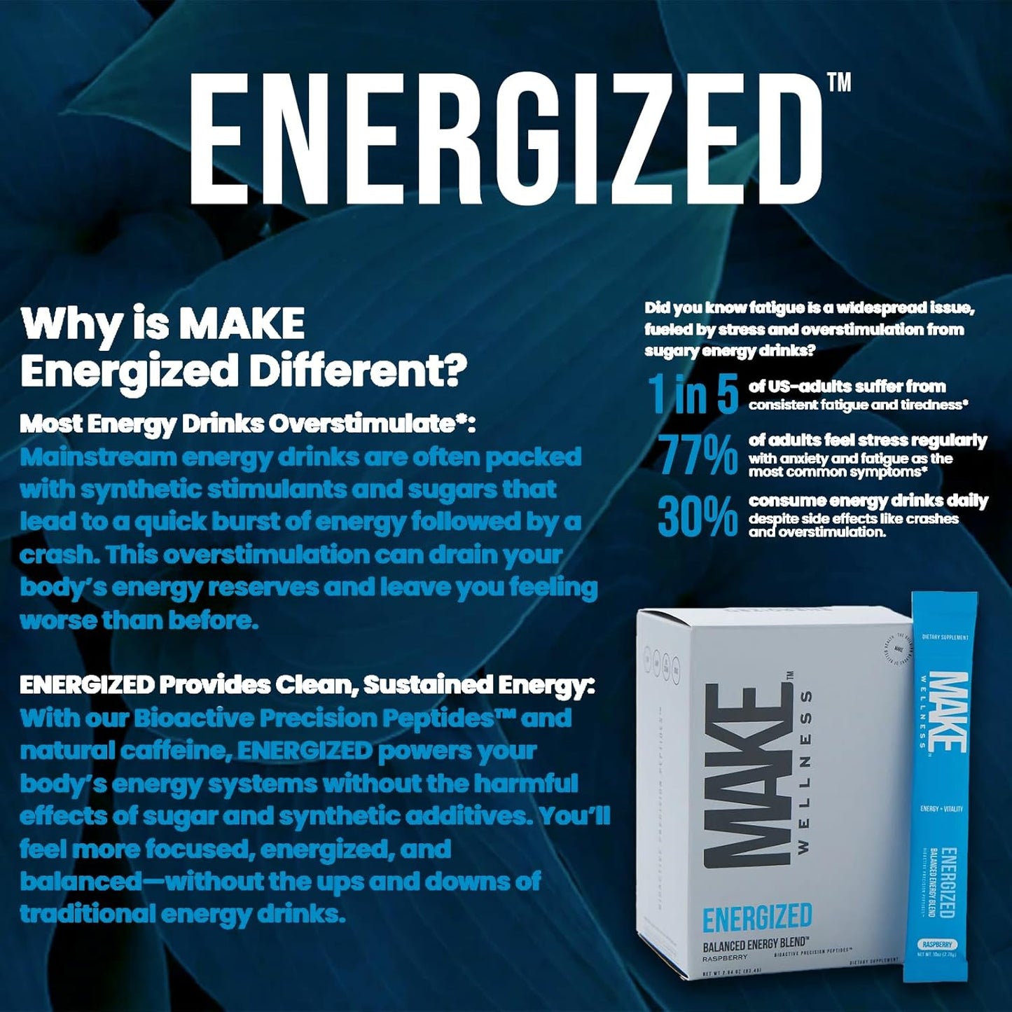 Energized | Clean Daily Support for Energy & Focus | Bioactive Peptide Formula | Jitter-Free, Balanced Formula | 30 Servings