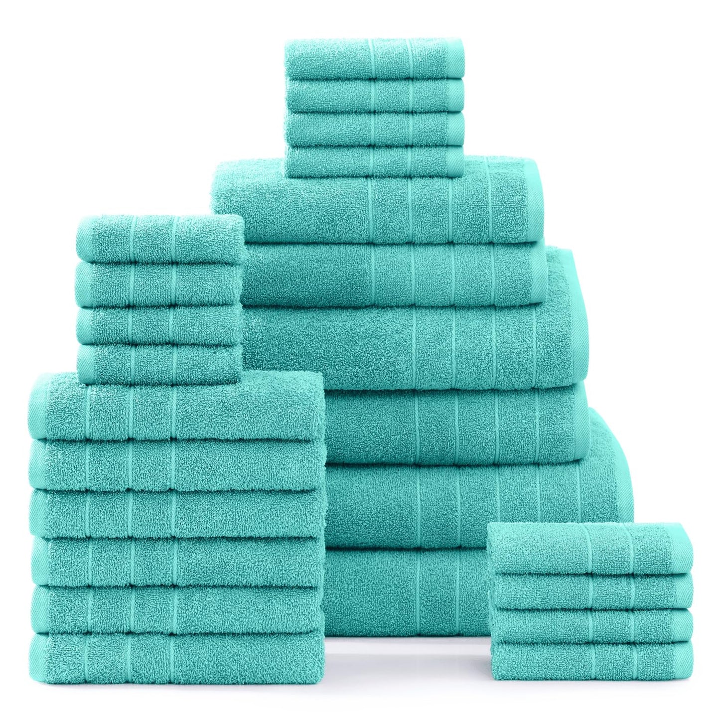 Casa Platino 100% Cotton Luxury Bathroom Towel Set - 8 Pc - Ring Spun, Quick Dry, Soft & Highly Absorbent - 2 Bath, 4 Washcloths, 2 Hand Towels - Remains Plush After Multiple Washes - Cerulean Blue