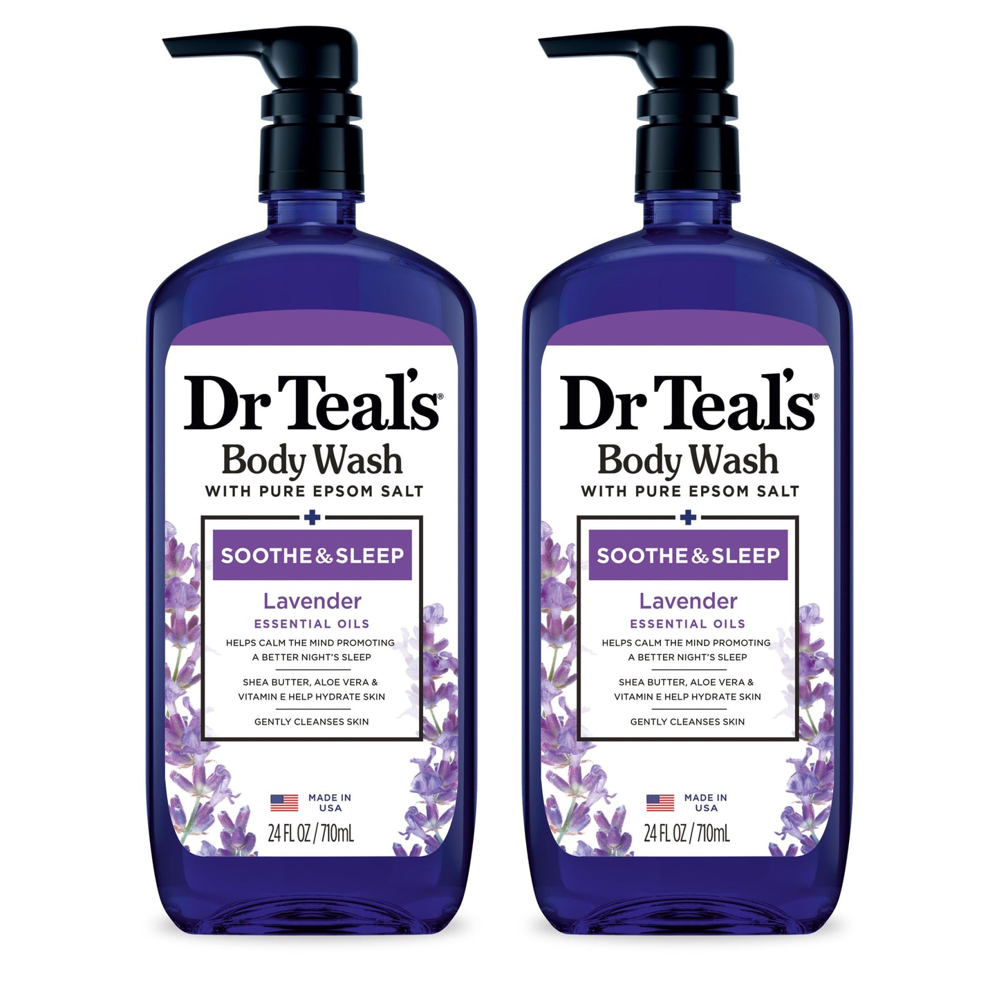 Dr Teal's Body Wash with Pure Epsom Salt, Glow & Radiance with Vitamin C & Citrus Essential Oils, 24oz (Pack of 2)
