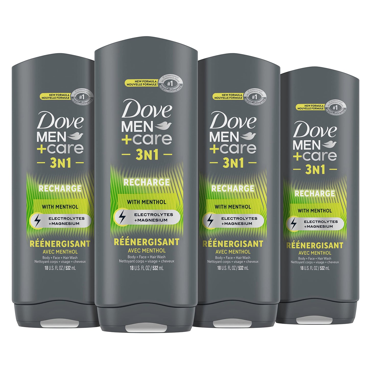 DOVE MEN + CARE Body 4 Count Wash Lime + Avocado Oil to Rebuild Skin in the Shower with Plant-Based Cleansers and Moisturizers 18 oz