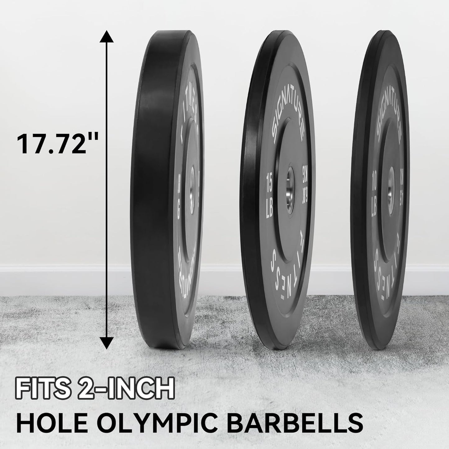 2" Olympic Bumper Plate Weight Plates with Steel Hub, Pair, Updated