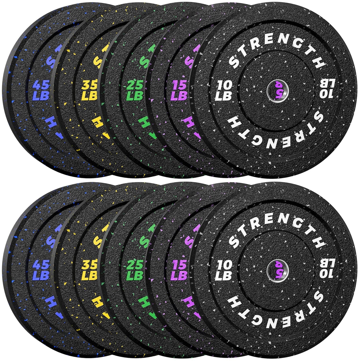 2-Inch Bumper Plates, Barbell Rubber Olympic Weight Plates Set for Home Gym Strength Training, 20-260lbs, Multiple Options