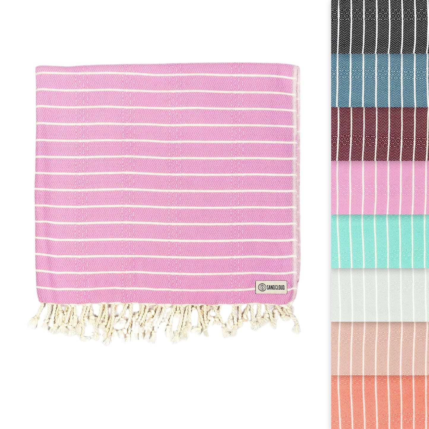 Sand Cloud Turkish Beach Towel - Sand Proof - 100% Certified Organic Turkish Towel - Quick Dry Towel for Beach, Picnic, Blanket or Bath Towel - As Seen on Shark Tank - Gocek (Black)