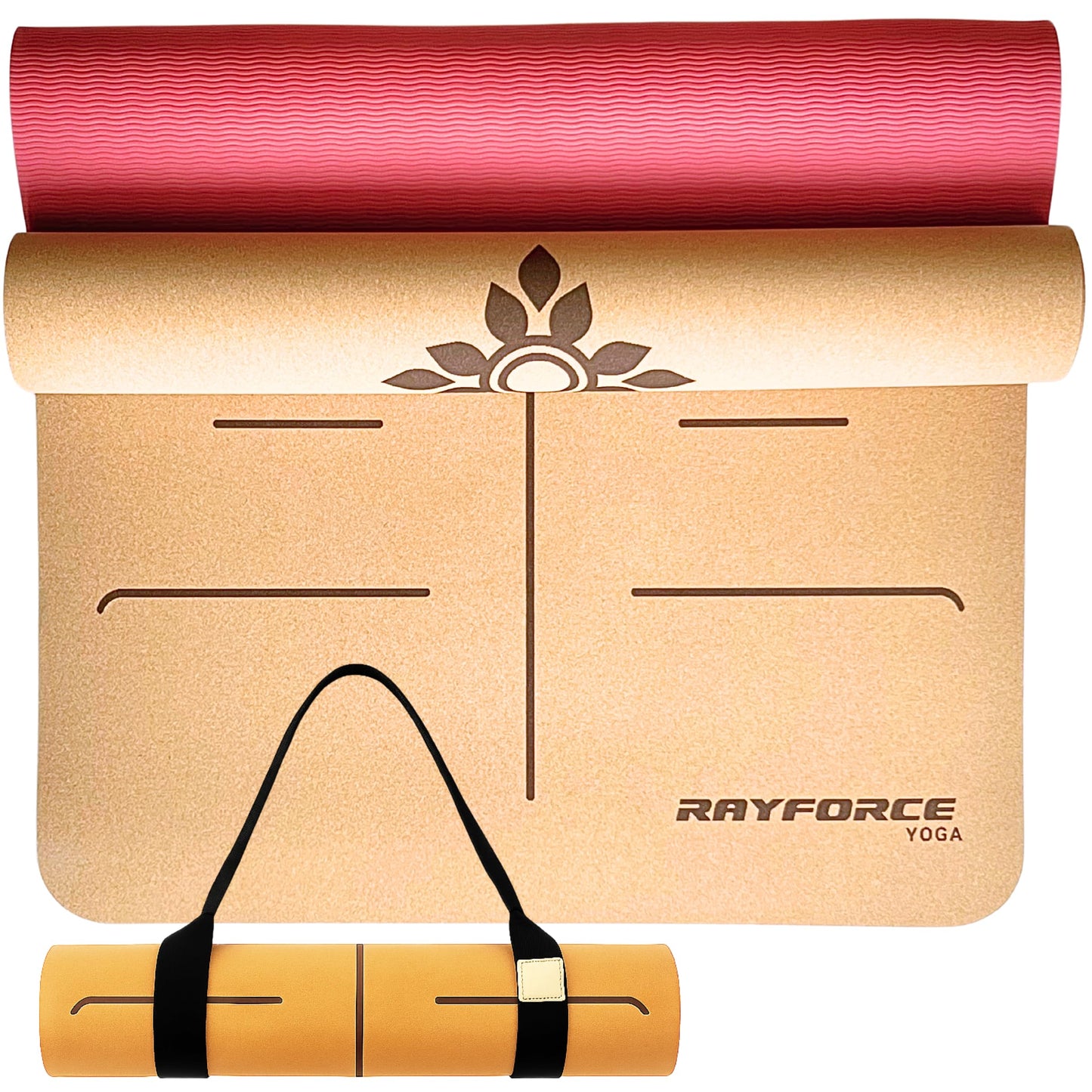 Cork Yoga Mat 6mm – Non-Slip, Sweat-Resistant, Eco-Friendly with Alignment Lines & Carry Strap