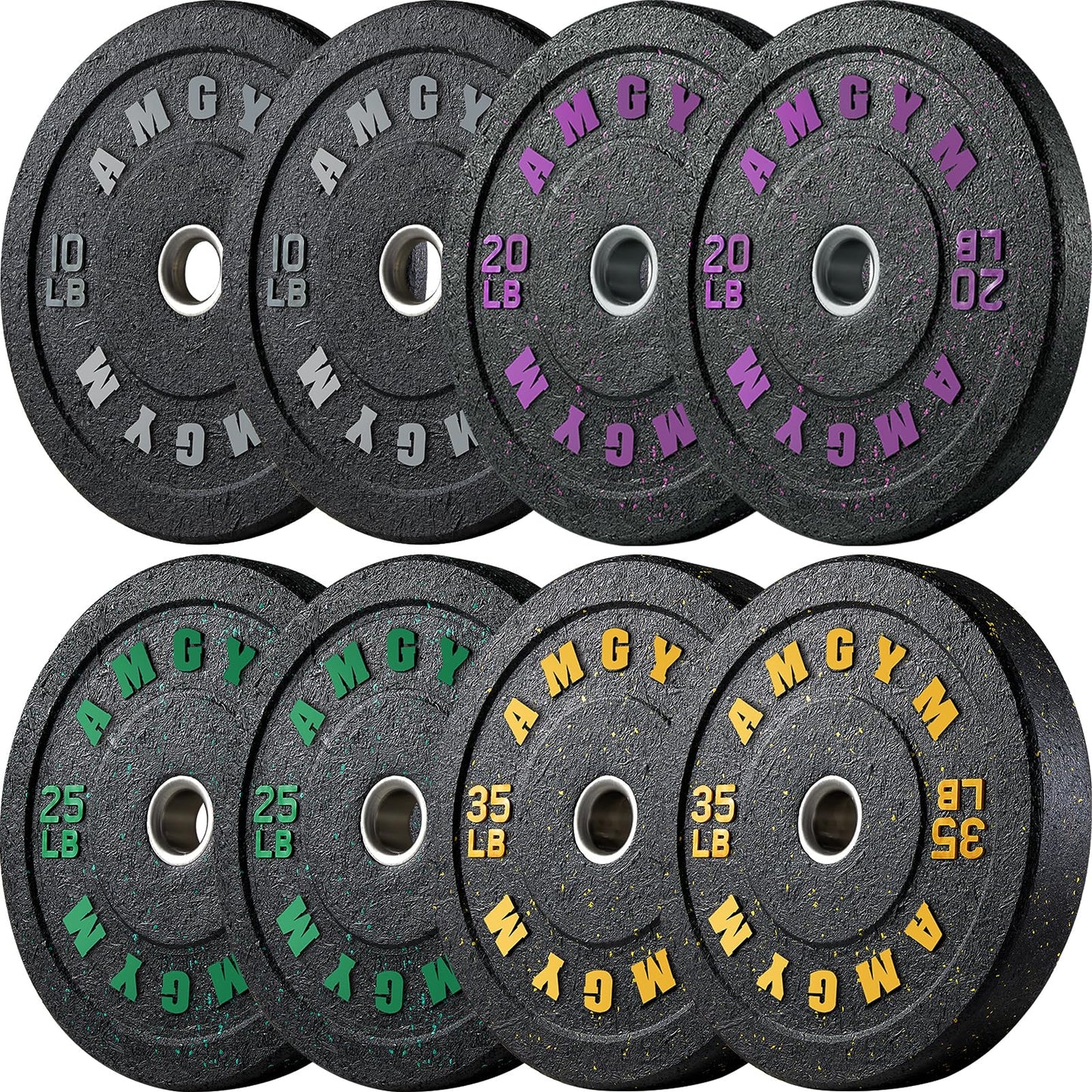 2 Inch Bumper Plates,10-500lbs,Barbell Rubber Olympic Weight Plates Set for Home Gym, Strength Training & Weight Lifting, Multiple Options Colors