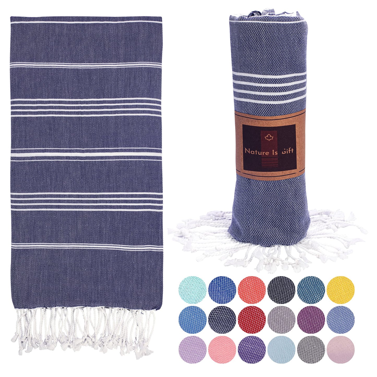 Beach Towel 100% Cotton Turkish Beach Towel Adult 38x70 Inch Pre-washed Absorbent Extra Large|Sand Free Quick Dry BathTowels|Lightweight Blanket|Travel Cruise Camping Spa Gym Yoga Sports Towel|Yellow