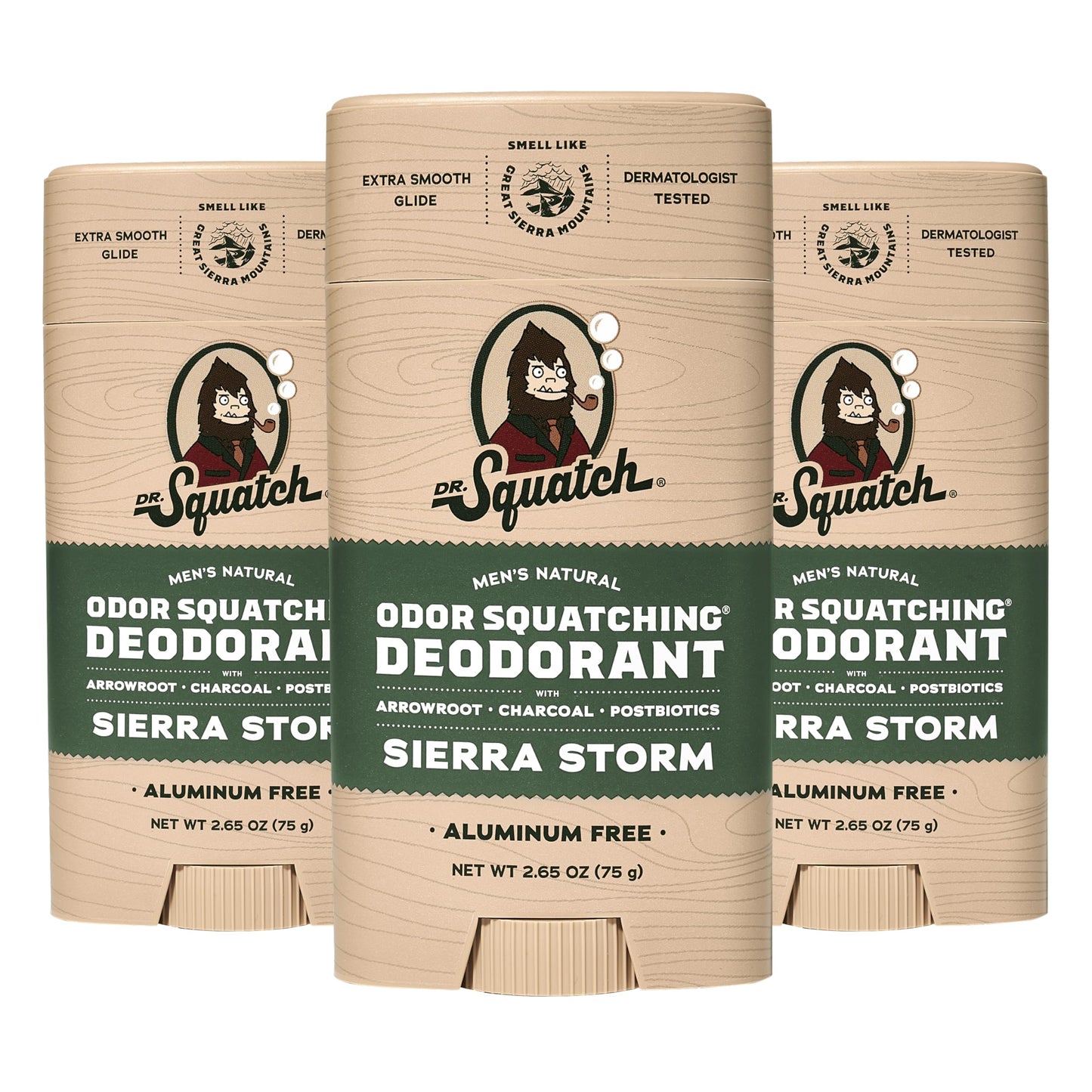 Dr. Squatch Natural Deodorant for Men 3 Pack – Odor-Squatching Men's Deodorant Aluminum Free (2.65 oz, 3 Pack)