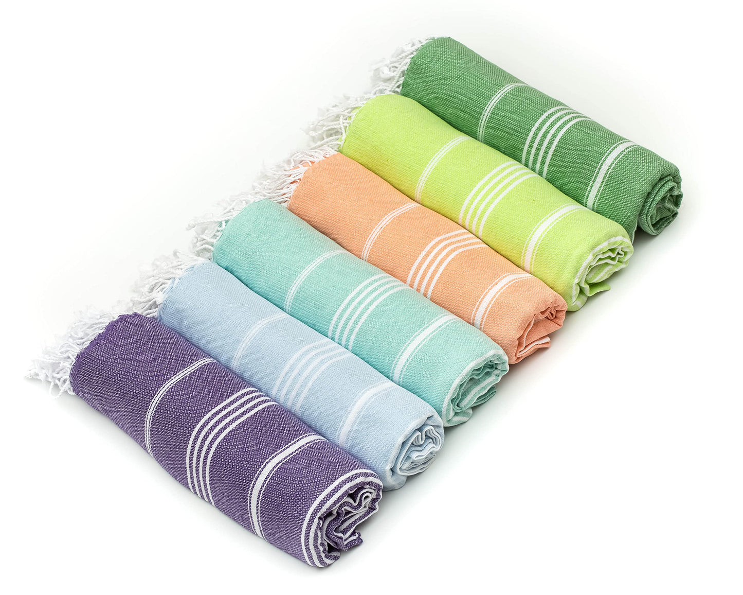 HAVLULAND Turkish Beach Towel Oversized 72’’x40’’ - Set of 6 | 100% Cotton Lightweight Sand Free Quick Dry Pool Towels | Extra Large Towels for Tie Dye Bath Towel Adults Beach Blanket Bulk of 6 White