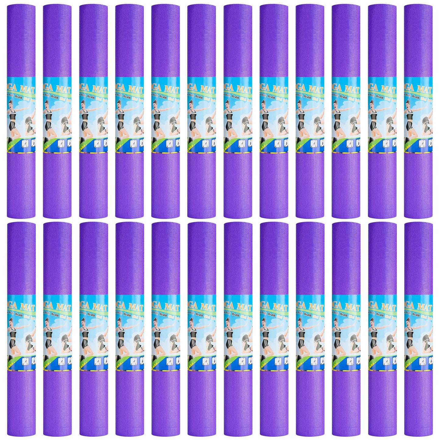Funtery 24 Pcs 3 mm Thick Yoga Mat Exercise Workout Mat Non Slip Fitness Yoga Pad for Women Gym Home Yoga Pilates