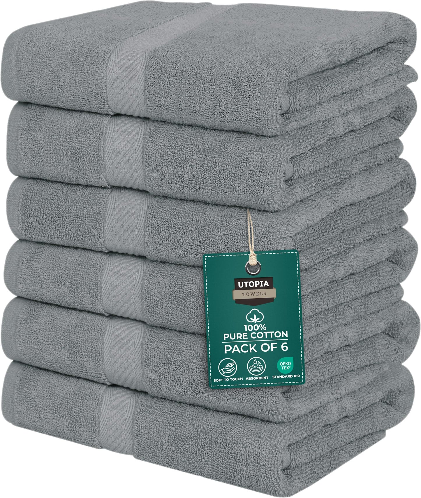 Utopia Towels 6 Pack Small Bath Towel Set, 22 by 44 Inches, 500 GSM 100% Ring Spun Cotton, Lightweight and Highly Absorbent Quick Drying Premium Towels for Hotel, Spa and Bathroom, White