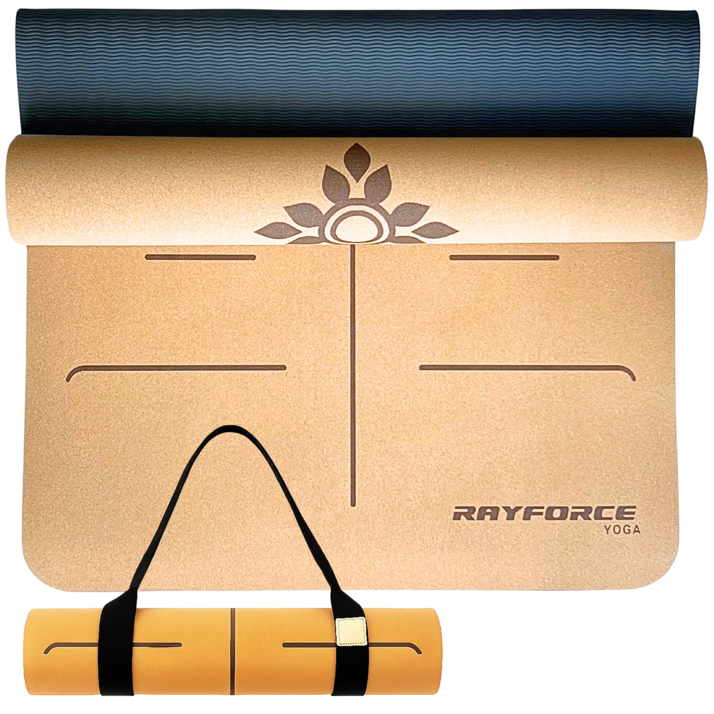 Cork Yoga Mat 6mm – Non-Slip, Sweat-Resistant, Eco-Friendly with Alignment Lines & Carry Strap