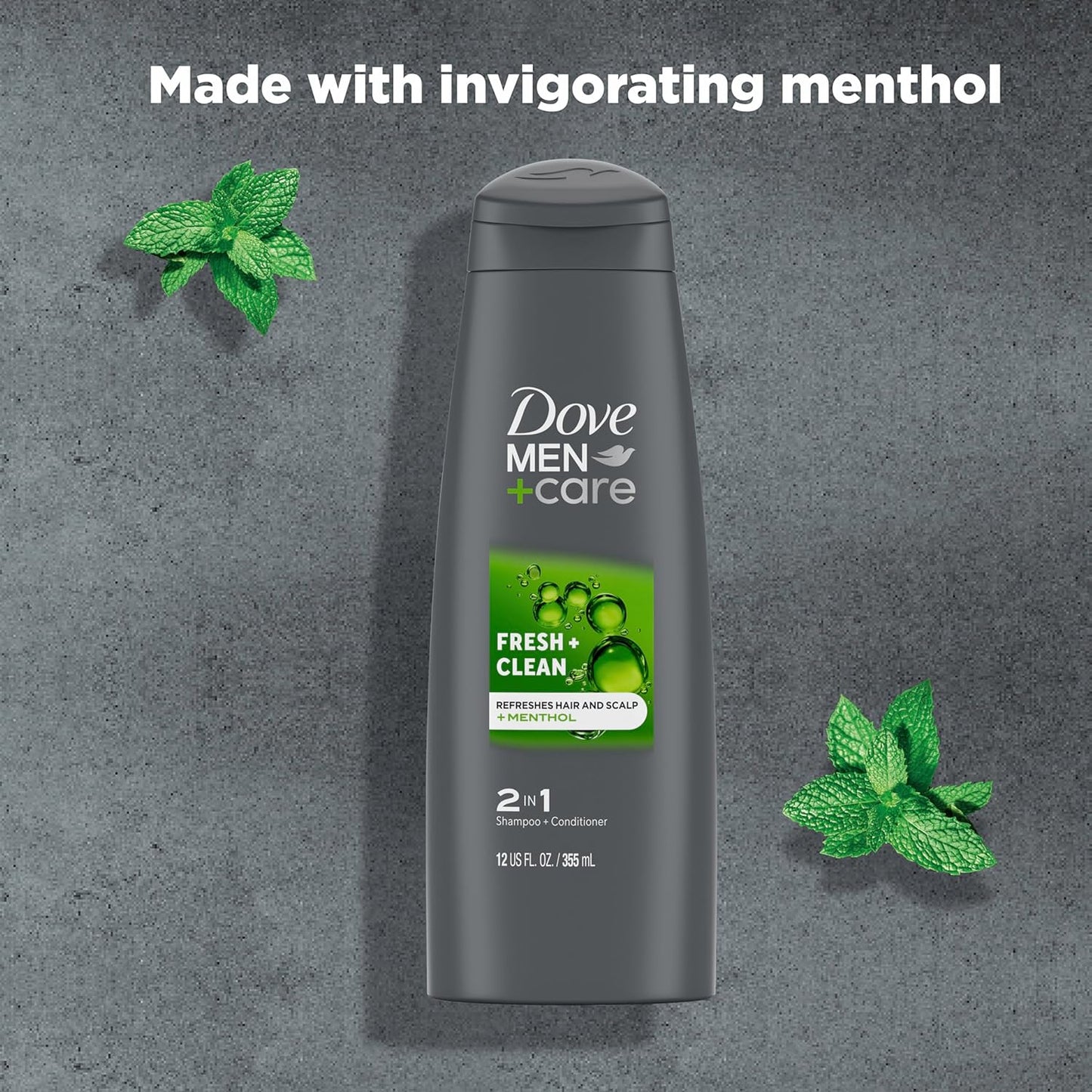 DOVE MEN + CARE Fortifying 2-in-1 Shampoo and Conditioner Fresh and Clean with Caffeine 4 Count For Everyday Care Helps Strengthen and Nourish Hair 12 oz