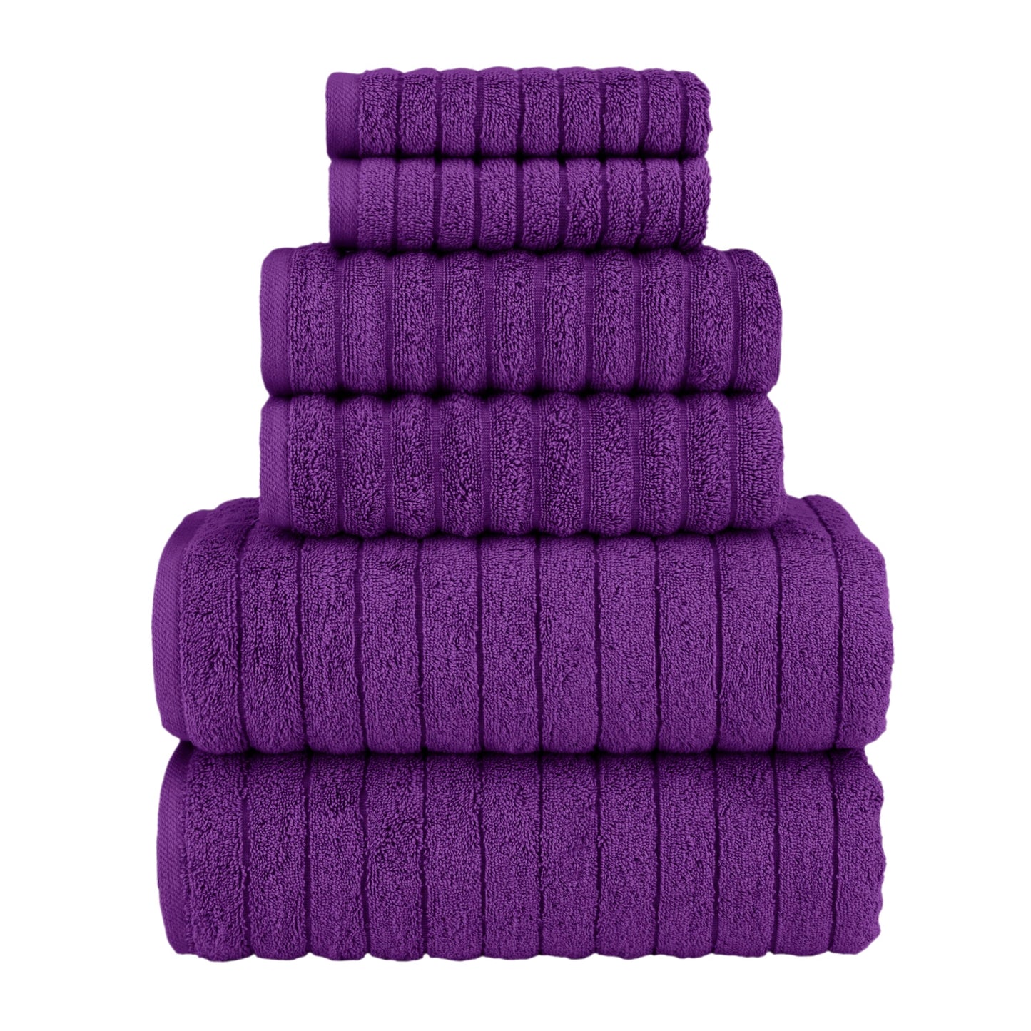 Elegant Comfort 100% Turkish Cotton Corduroy Ribbed Luxury Bath Towels 6-Piece Set, Premium Feel - Quick Dry, Highly Absorbent, Contains 2 Bath Towels, 2 Hand Towels, and 2 Washcloths, Coral