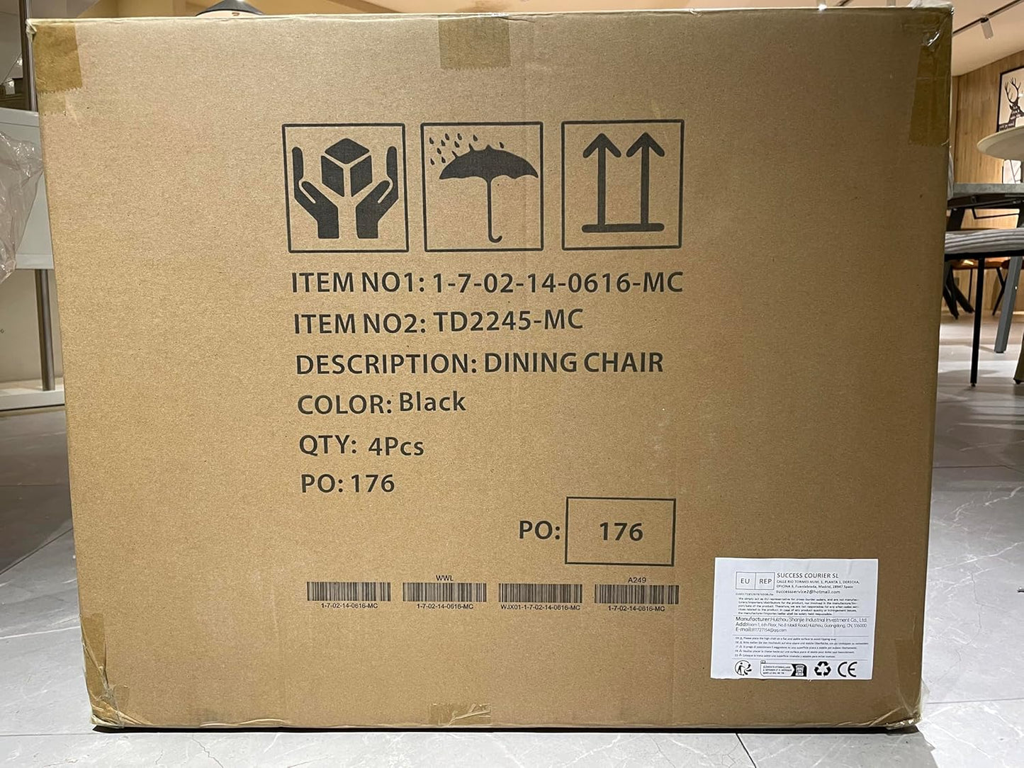 Dining Chairs Set of 4, Modern Kitchen & Dining Room Chairs, Upholstered Faux Leather Cushion Seat and Sturdy Metal Legs (4 Brown Chairs)