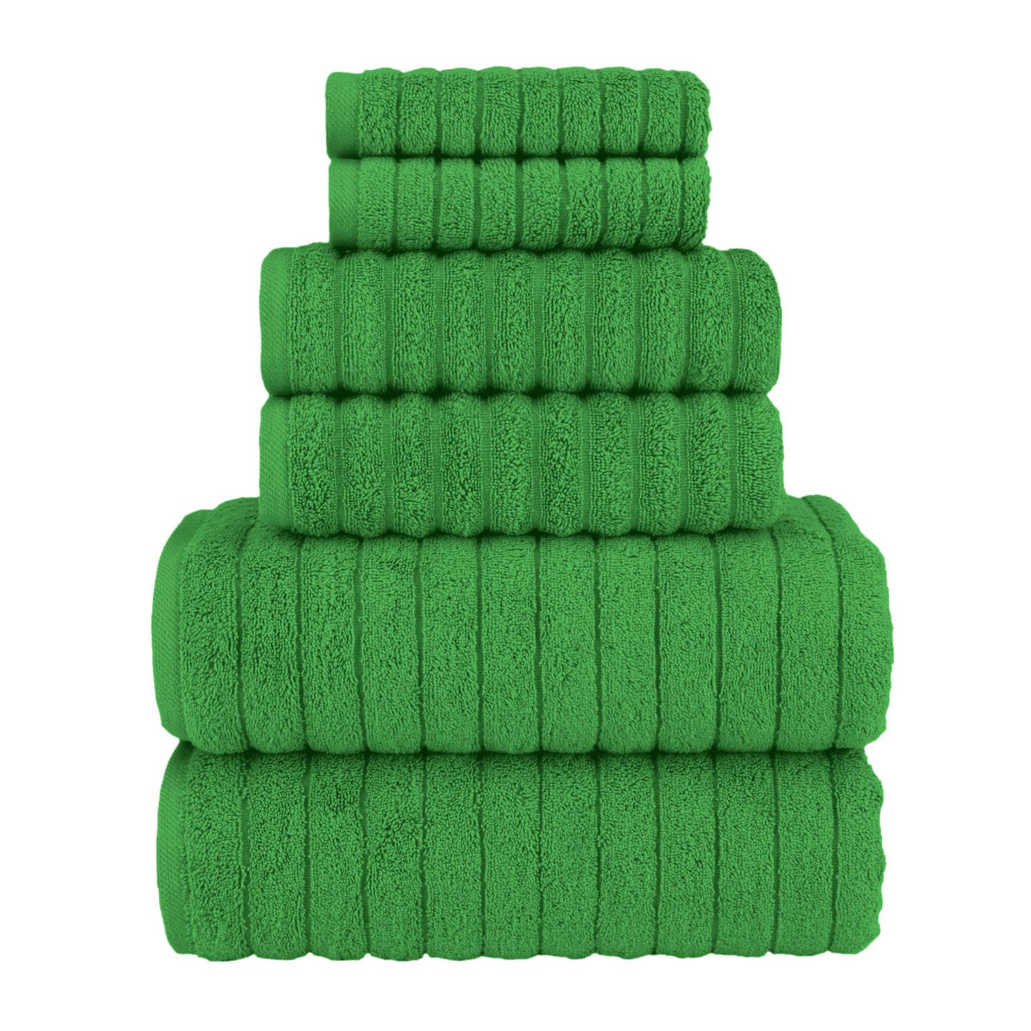 Elegant Comfort 100% Turkish Cotton Corduroy Ribbed Luxury Bath Towels 6-Piece Set, Premium Feel - Quick Dry, Highly Absorbent, Contains 2 Bath Towels, 2 Hand Towels, and 2 Washcloths, Coral