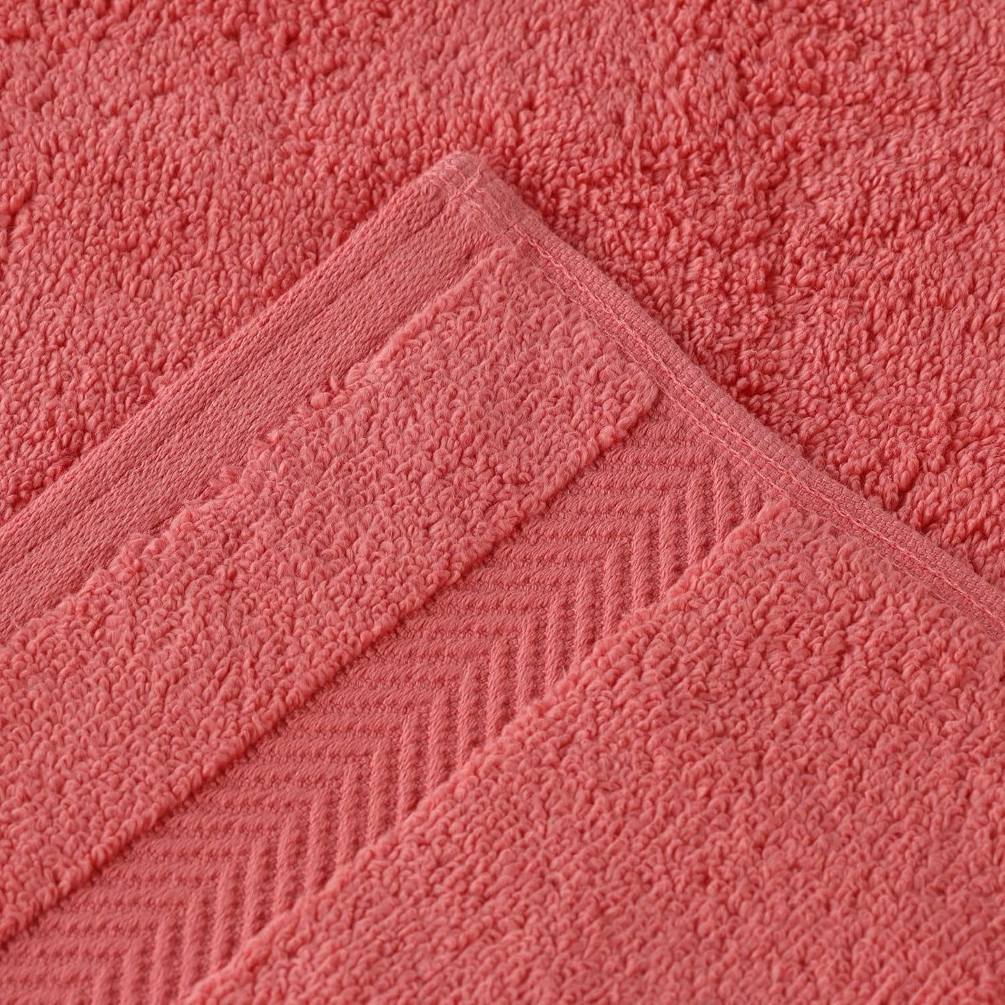 Superior Zero Twist 100% Cotton Bathroom Towels, Super Soft, Fluffy, and Absorbent, Premium Quality 6 Piece Towel Set with 2 Washcloths, 2 Hand Towels, and 2 Bath Towels, Coral