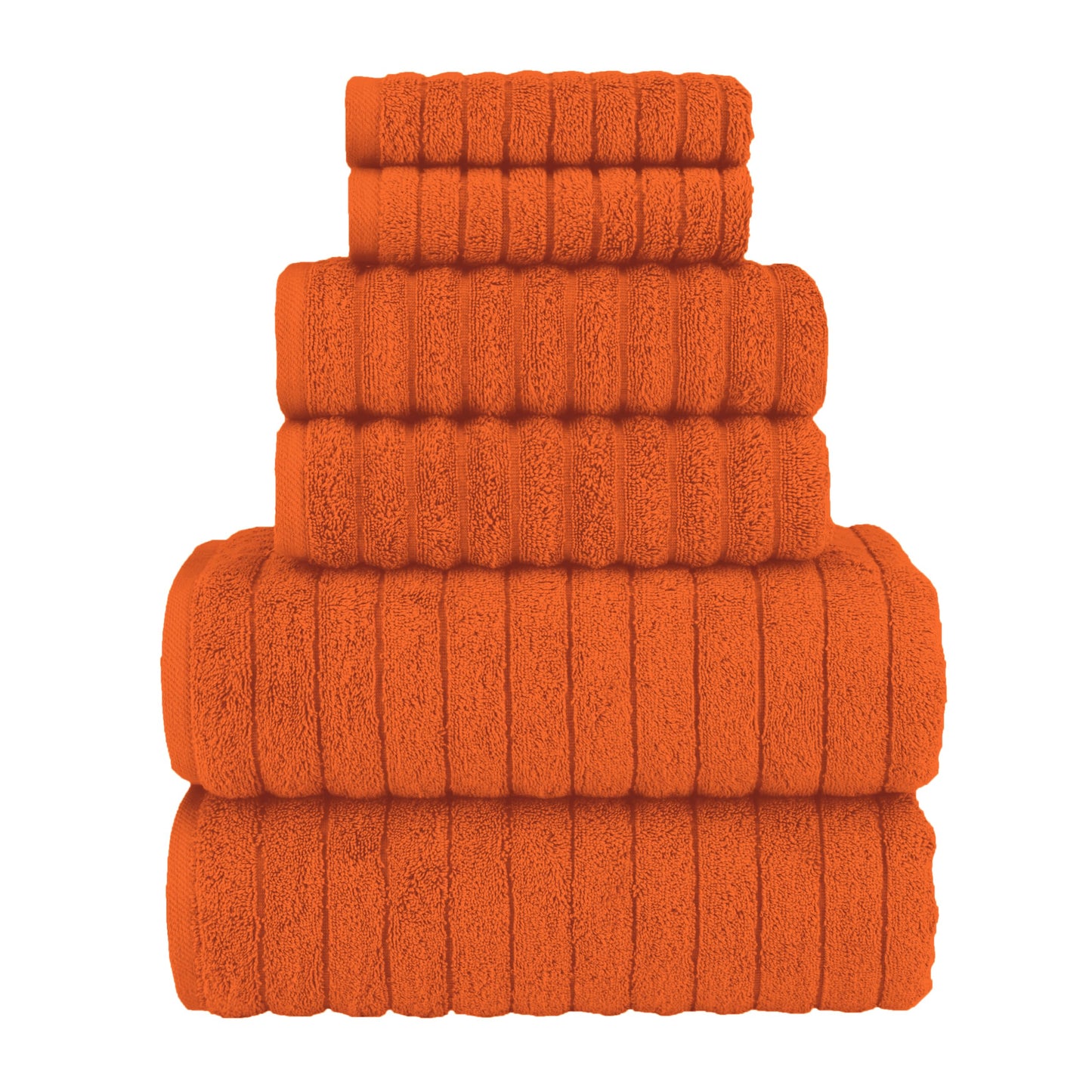 Elegant Comfort 100% Turkish Cotton Corduroy Ribbed Luxury Bath Towels 6-Piece Set, Premium Feel - Quick Dry, Highly Absorbent, Contains 2 Bath Towels, 2 Hand Towels, and 2 Washcloths, Coral
