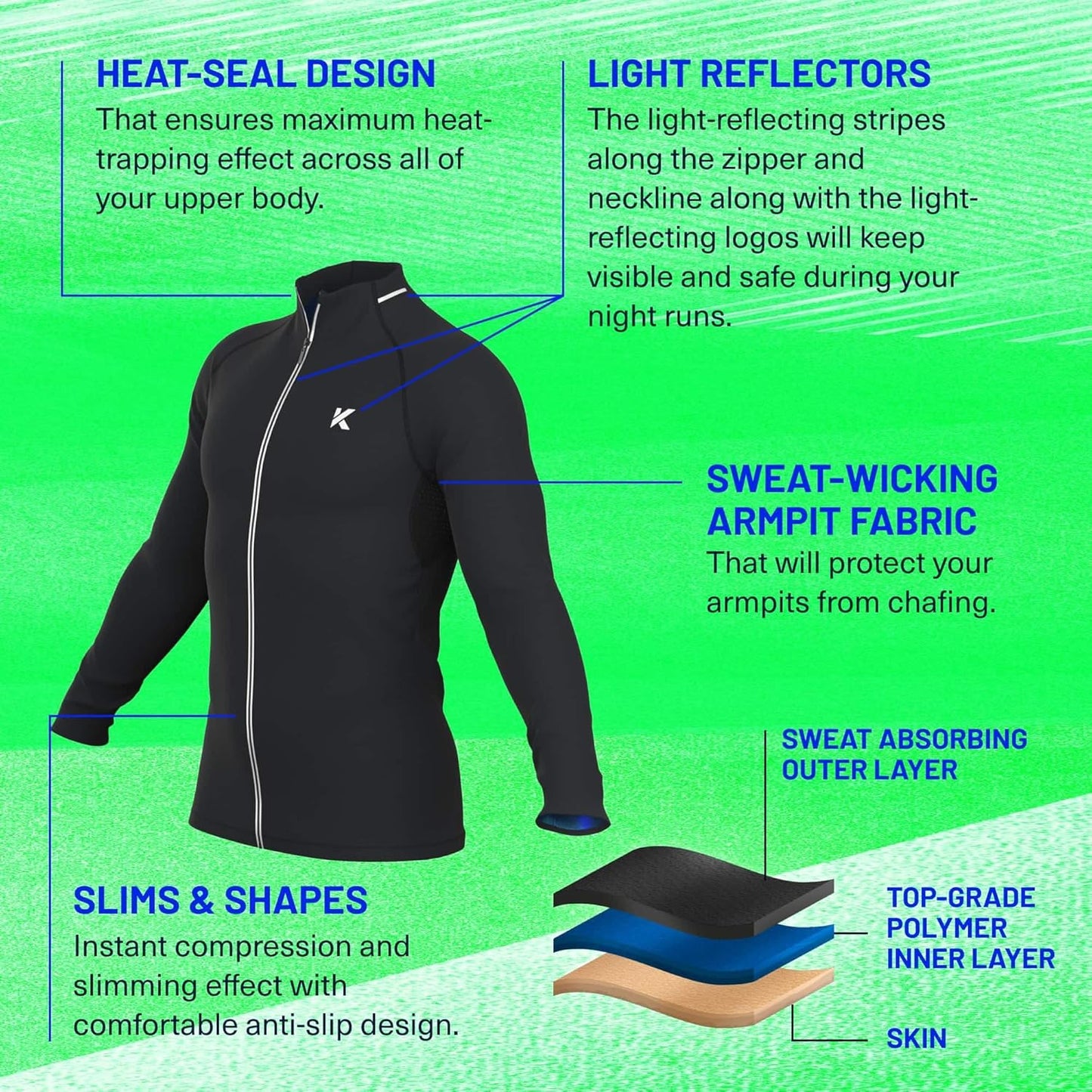 Kewlioo Pro Men's Heat Trapping Sauna Suit For Men, Sauna Long Sleeve Sauna Shirt for Gym, Workouts