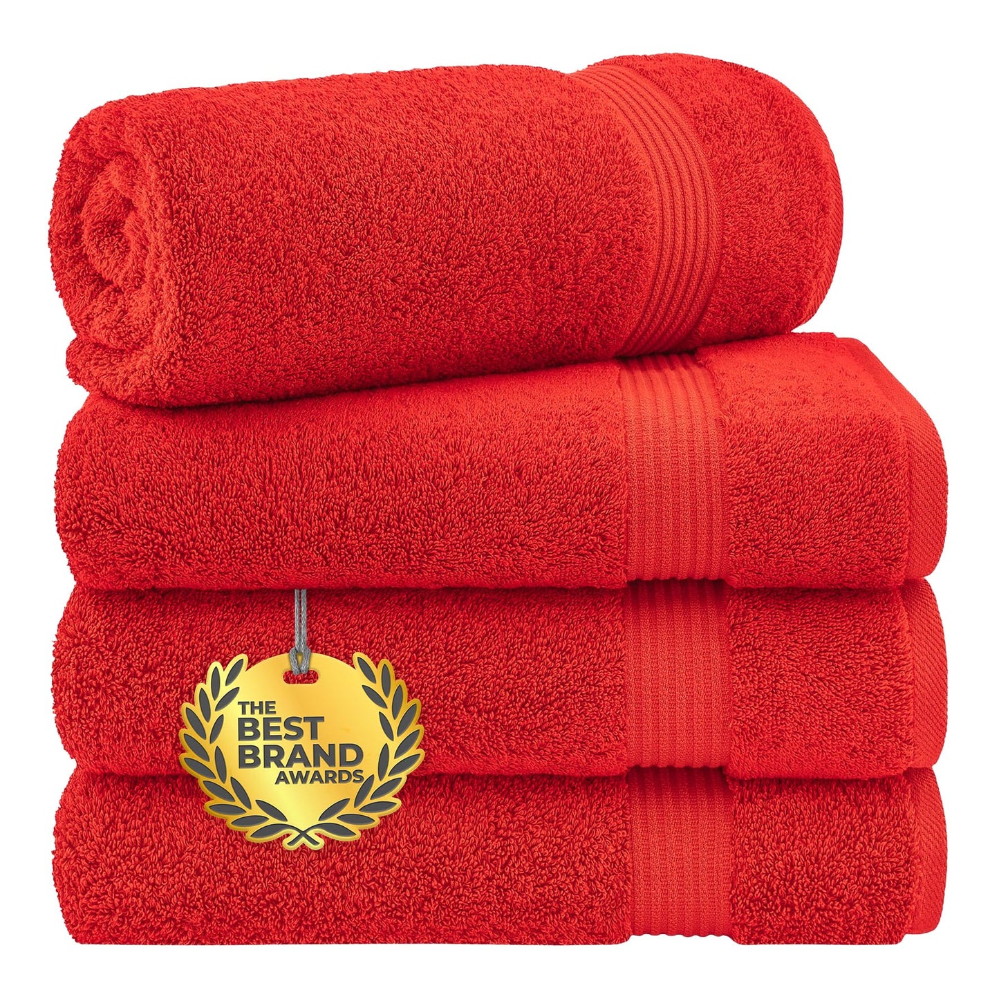 Cotton Paradise 6 Piece Towel Set, 100% Cotton Soft Absorbent Turkish Towels for Bathroom, 2 Bath Towels 2 Hand Towels 2 Washcloths, Red Towel Set