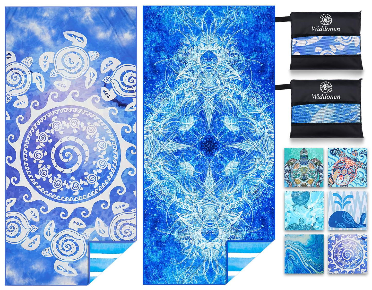 2 Pack Microfiber Lightweight Beach Towel Sand Free Quick Dry Absorbent Thin Compact Towels for Swimming Pool Camping Beach Accessories Large Easy Pack Travel Things for Vacation Essentials Gift