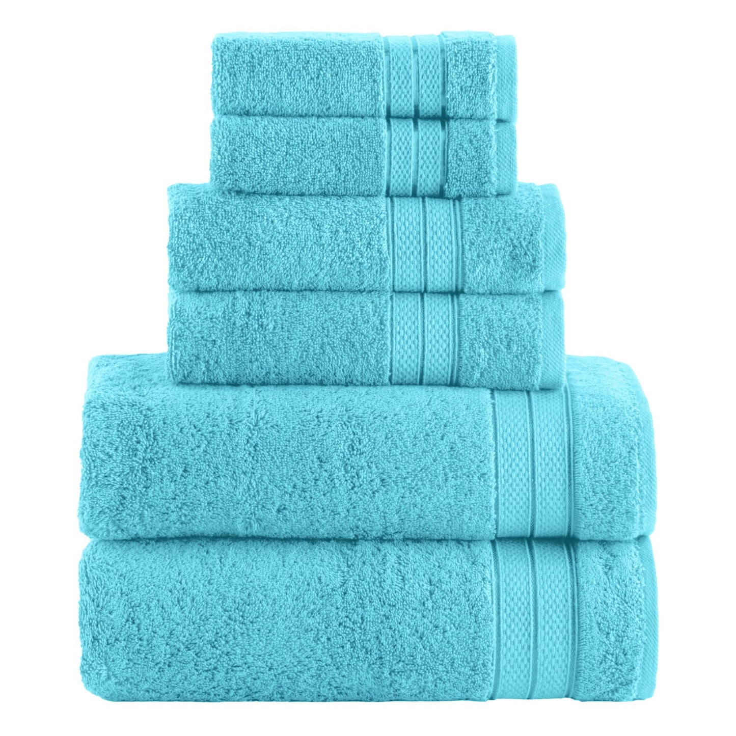 Elegant Comfort Luxury 6-Piece Towel Set, Premium Soft 100% Turkish Cotton, Three Line Popcorn Design 2 Bath Towels, 2 Hand Towels and 2 Washcloths Towel Set - Quick-Drying and Absorbent, Coral