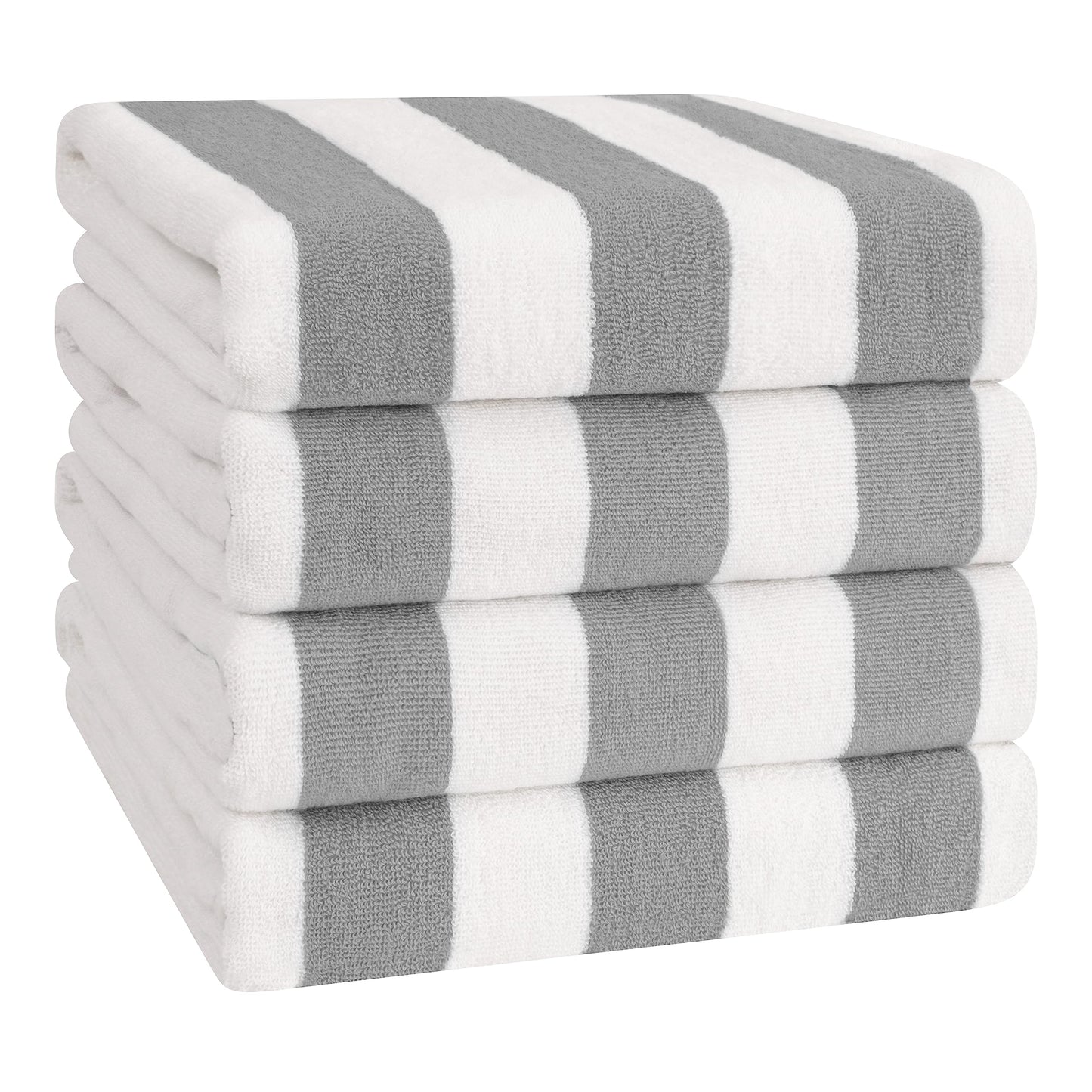 American Soft Linen Cabana Striped Beach Towels, 30x60 inch 4 Piece Oversize Pool Towels, Quick Drying Sand Free Swim Towels, Sage Green