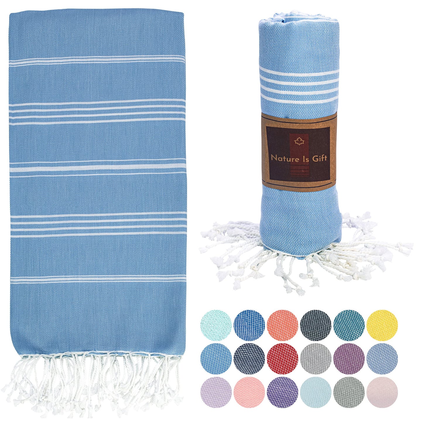 Beach Towel 100% Cotton Turkish Beach Towel Adult 38x70 Inch Pre-washed Absorbent Extra Large|Sand Free Quick Dry BathTowels|Lightweight Blanket|Travel Cruise Camping Spa Gym Yoga Sports Towel|Yellow
