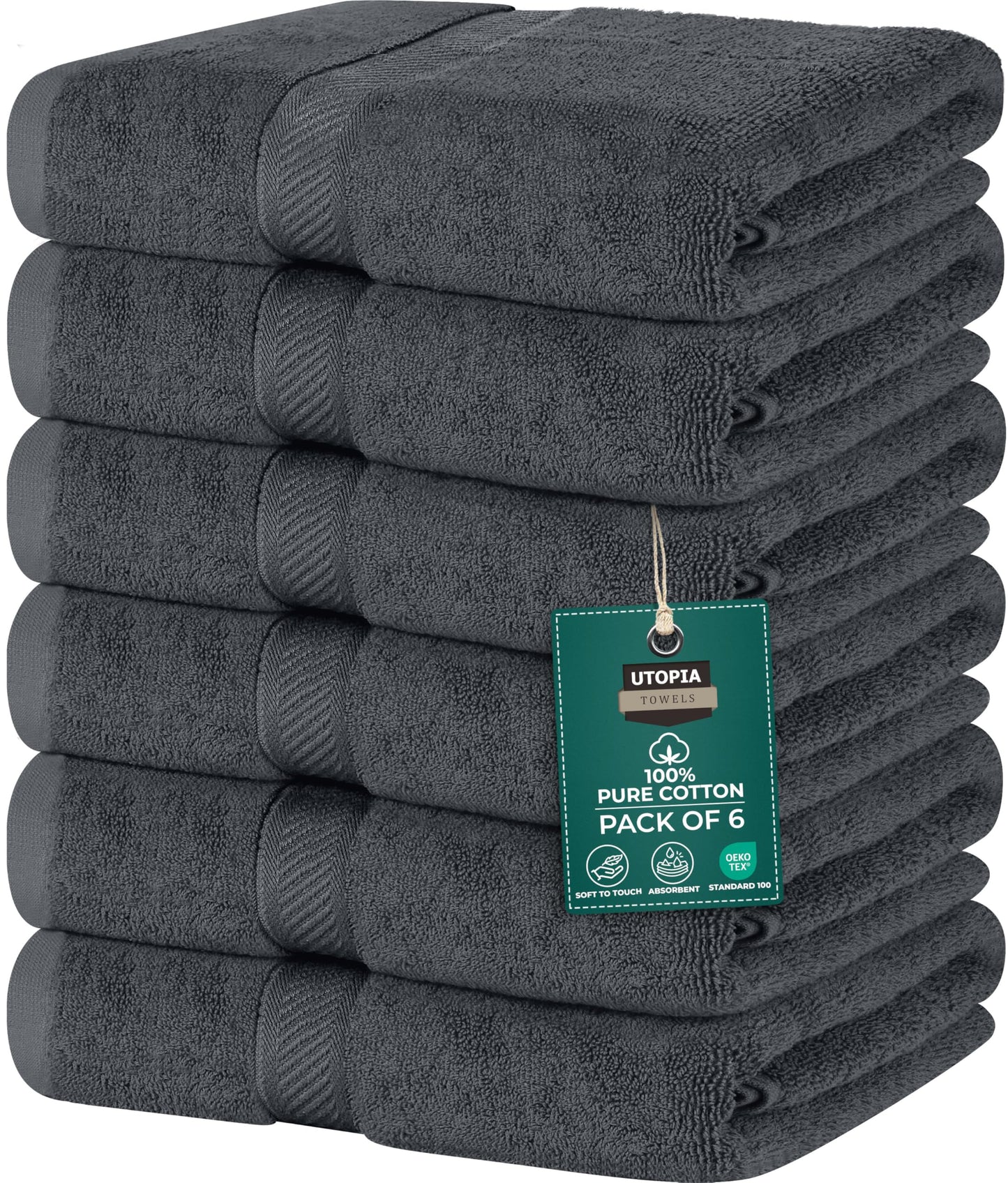 Utopia Towels 6 Pack Small Bath Towel Set, 22 by 44 Inches, 500 GSM 100% Ring Spun Cotton, Lightweight and Highly Absorbent Quick Drying Premium Towels for Hotel, Spa and Bathroom, White