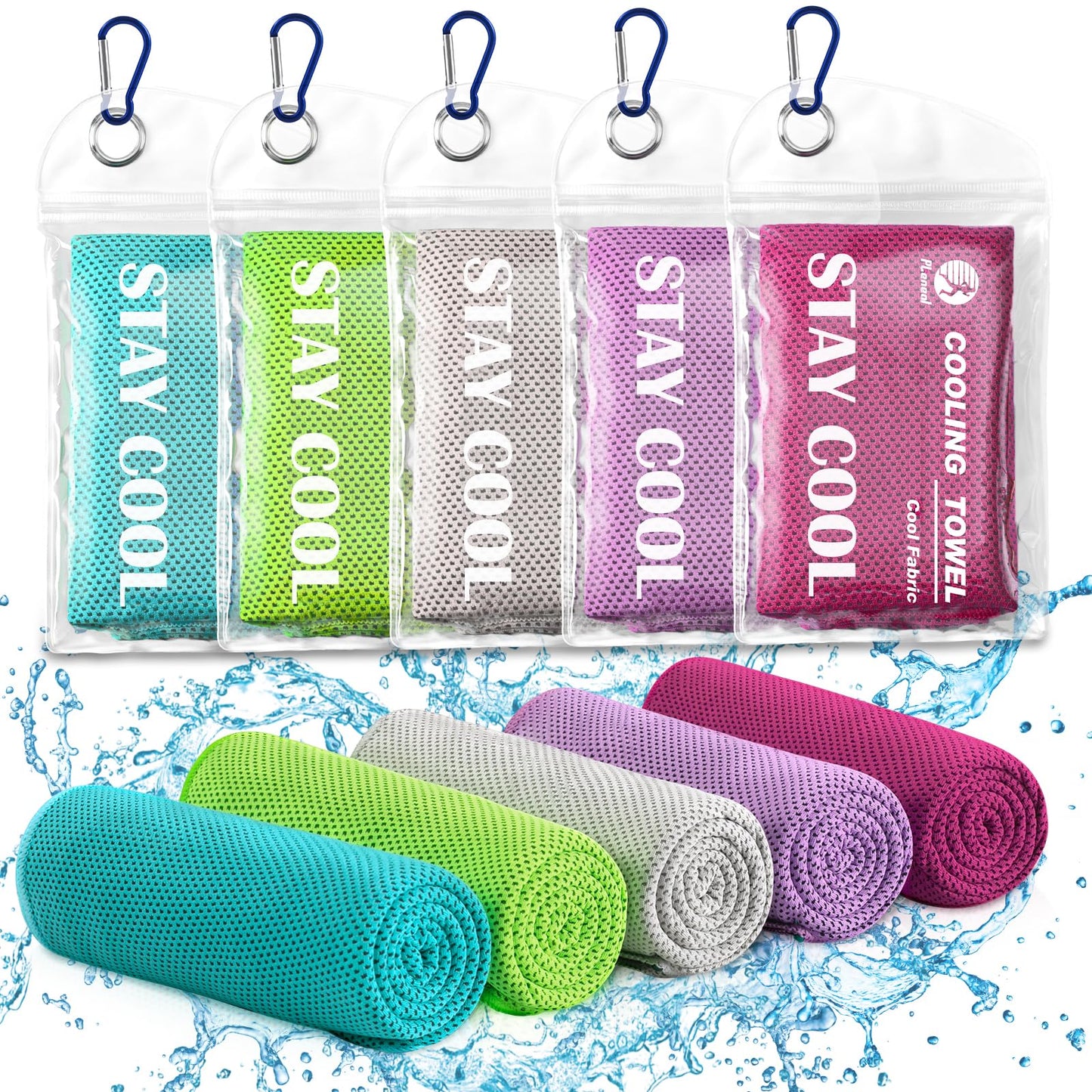 Pleneal Cooling Towels - 6 Pack Cooling Towel (40"x12"), Ice Gym Towels for Working Out, Microfiber Cool Towel for Neck and Face, Yoga Towel for Home Gym, Workout & More Activities