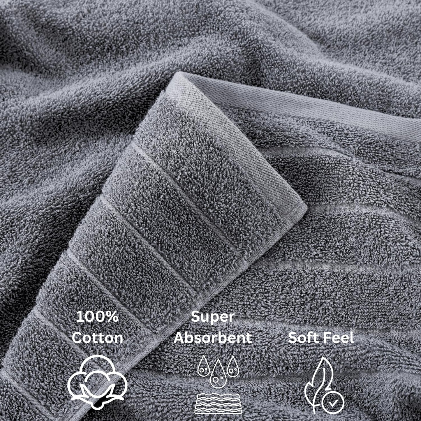 Casa Platino 100% Cotton Luxury Bathroom Towel Set - 8 Pc - Ring Spun, Quick Dry, Soft & Highly Absorbent - 2 Bath, 4 Washcloths, 2 Hand Towels - Remains Plush After Multiple Washes - Cerulean Blue