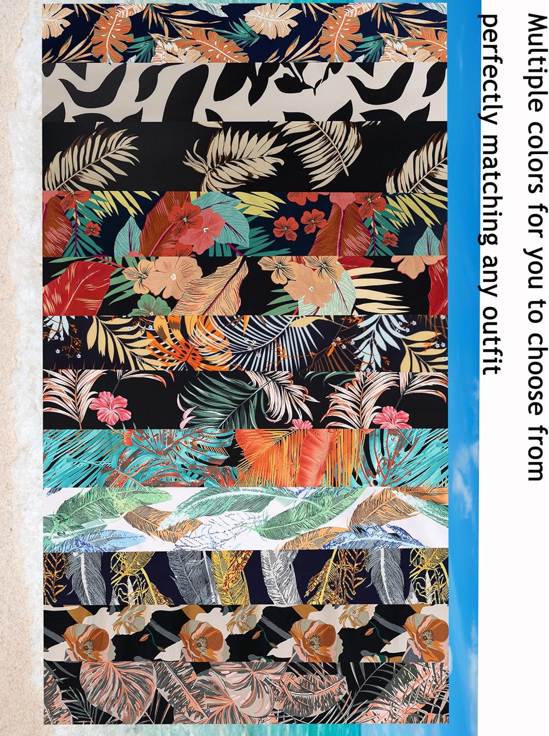 REDHOTYPE Women's 2 Piece Outfits Kimono Style Tropical Print Cover Ups Half Sleeve Blouse Shorts Set Summer Beachwear (S-XL)