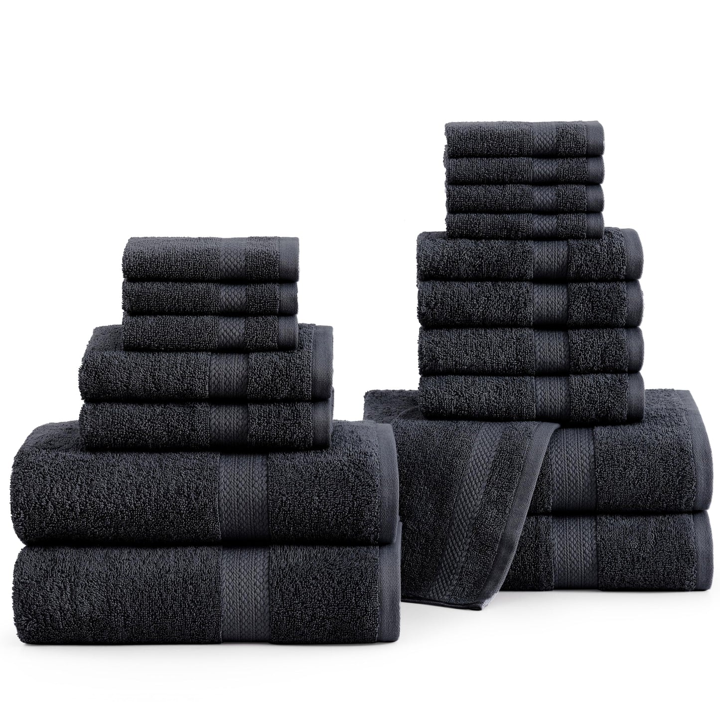 Lane Linen 100% Cotton Luxury Bath Towel Set - 18 Pieces - Ring Spun, Ultra Soft, Quick Dry & Extra Absorbent - 4 Bath, 8 Washcloths, 6 Bathroom Hand Towels - Machine Wash in Cold Water - Living Coral