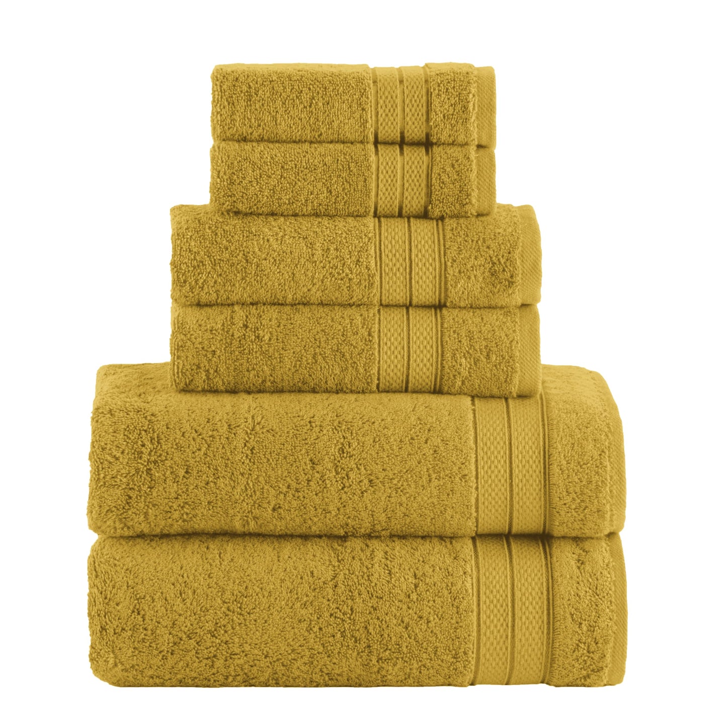Elegant Comfort Luxury 6-Piece Towel Set, Premium Soft 100% Turkish Cotton, Three Line Popcorn Design 2 Bath Towels, 2 Hand Towels and 2 Washcloths Towel Set - Quick-Drying and Absorbent, Coral