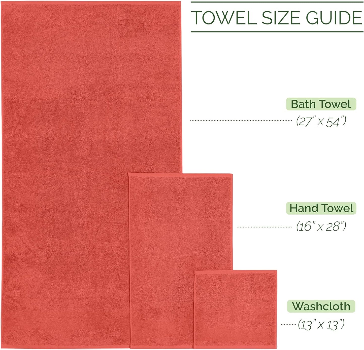 Elegant Comfort 100% Turkish Cotton Corduroy Ribbed Luxury Bath Towels 6-Piece Set, Premium Feel - Quick Dry, Highly Absorbent, Contains 2 Bath Towels, 2 Hand Towels, and 2 Washcloths, Coral