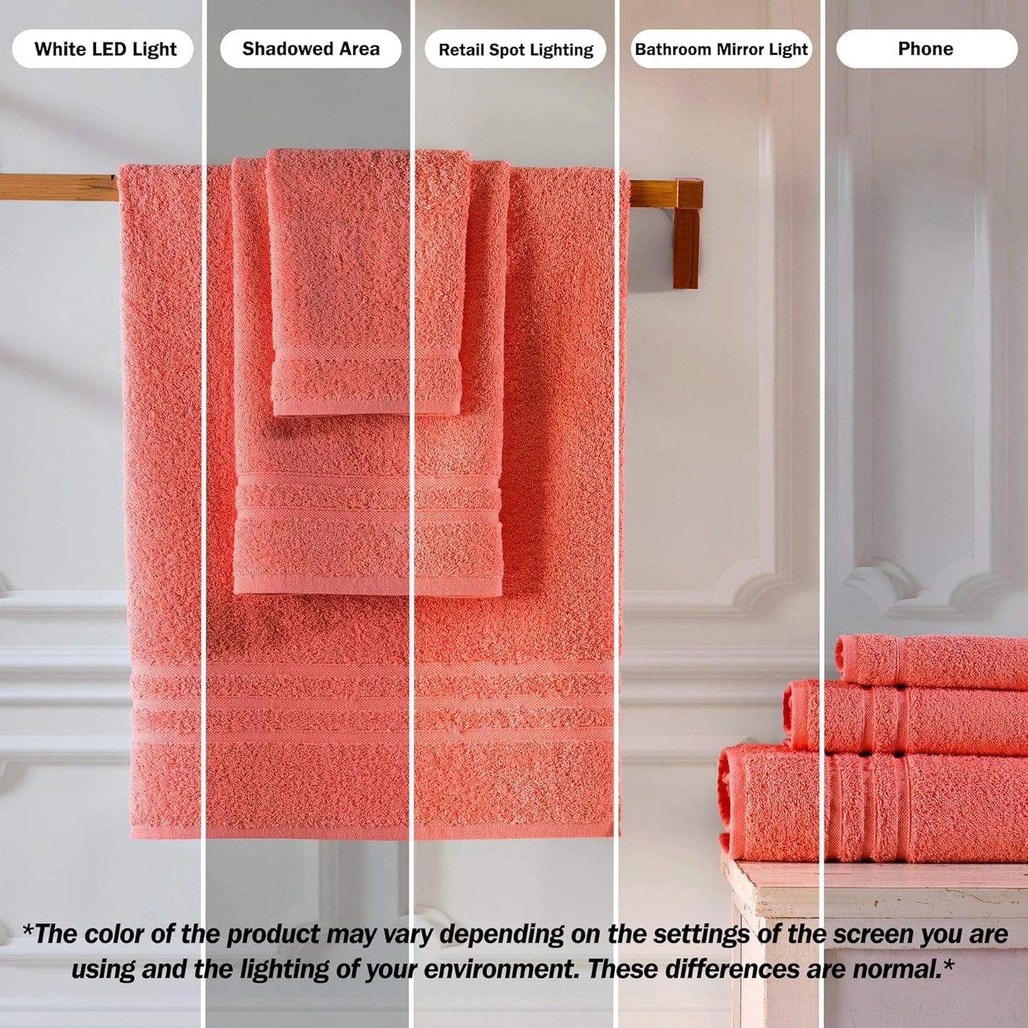 Hawmam Linen Coral Orange Bath Towels 4 Pack Soft and Absorbent, Premium Quality Perfect for Daily Use 100% Cotton Towel 600 GSM