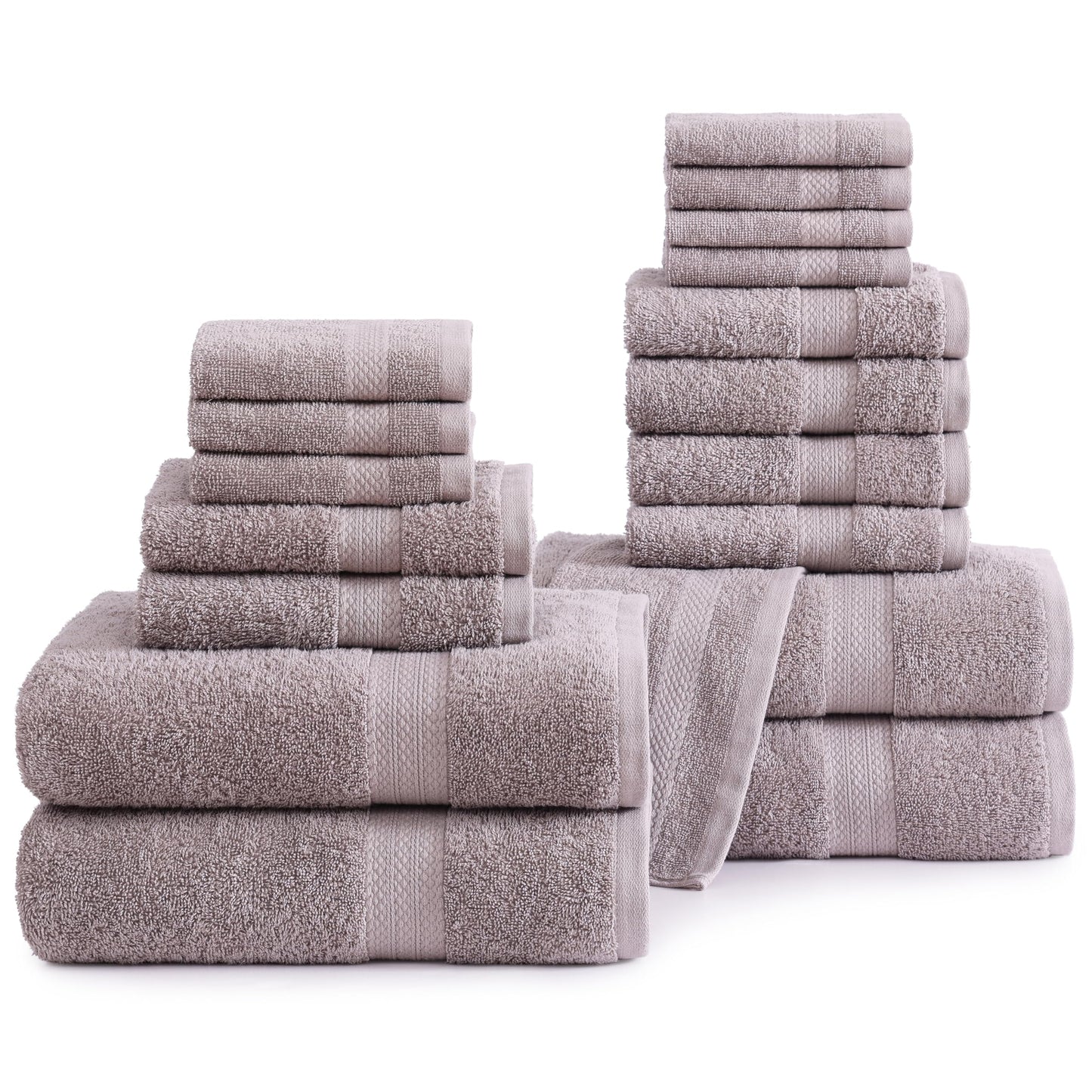 Lane Linen 100% Cotton Luxury Bath Towel Set - 18 Pieces - Ring Spun, Ultra Soft, Quick Dry & Extra Absorbent - 4 Bath, 8 Washcloths, 6 Bathroom Hand Towels - Machine Wash in Cold Water - Living Coral