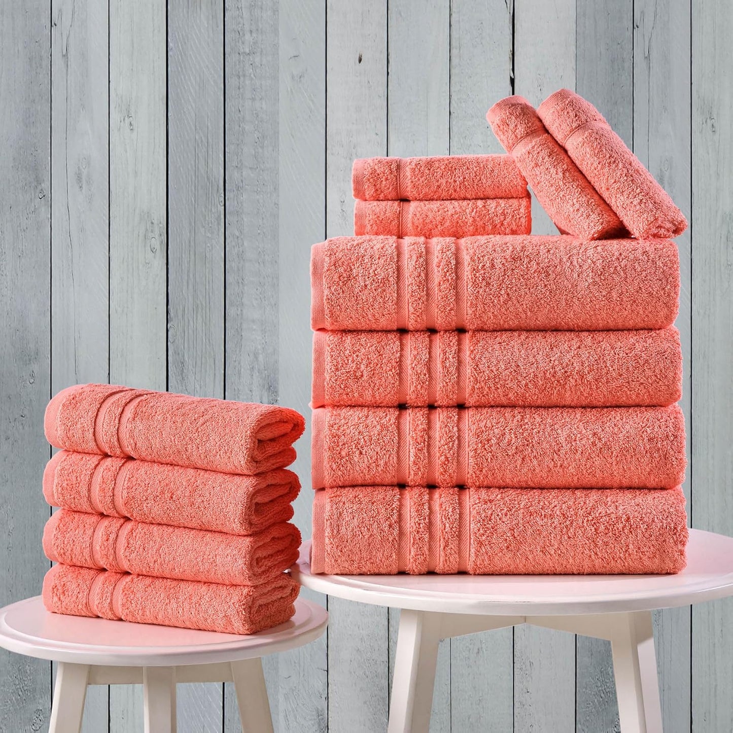 Hawmam Linen Coral Orange Bath Towels 4 Pack Soft and Absorbent, Premium Quality Perfect for Daily Use 100% Cotton Towel 600 GSM