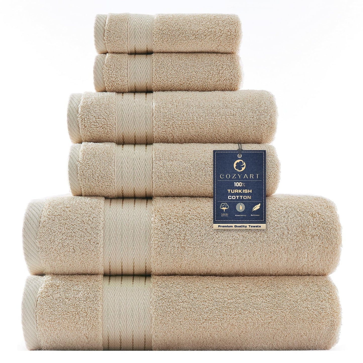COZYART Burnt Orange Bath Towel Set for Bathroom Turkish Cotton Thick Soft Absorbent Durable 650 GSM Towel Sets of 6, 2 Large Bath Towels, 2 Hand Towels, 2 Washclothes