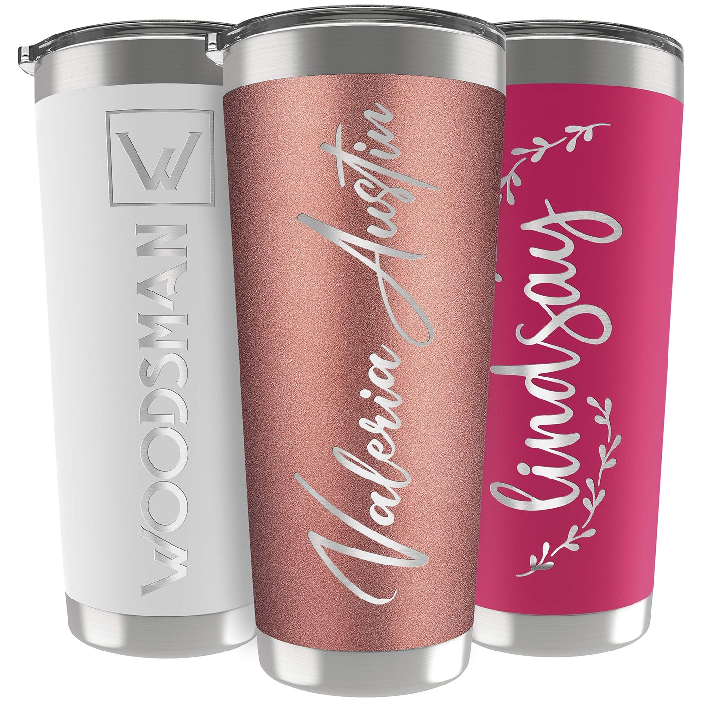 Personalized Gifts For Men - 20 Oz. Custom Tumblers w/Lid, Black - Insulated Travel Coffee Mugs - Optional Straw Set, Stainless Steel Double Wall Coffee Tumbler, Personalized Cups