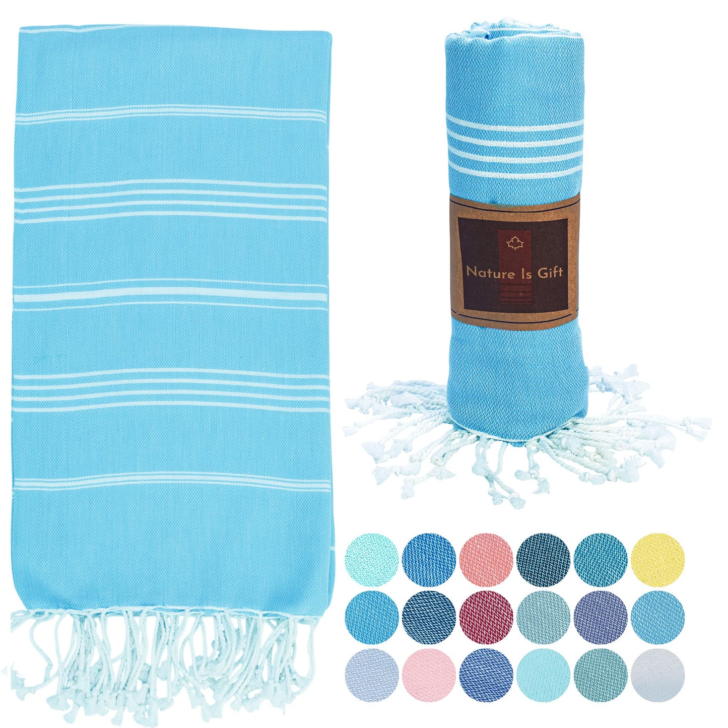 Beach Towel 100% Cotton Turkish Beach Towel Adult 38x70 Inch Pre-washed Absorbent Extra Large|Sand Free Quick Dry BathTowels|Lightweight Blanket|Travel Cruise Camping Spa Gym Yoga Sports Towel|Yellow