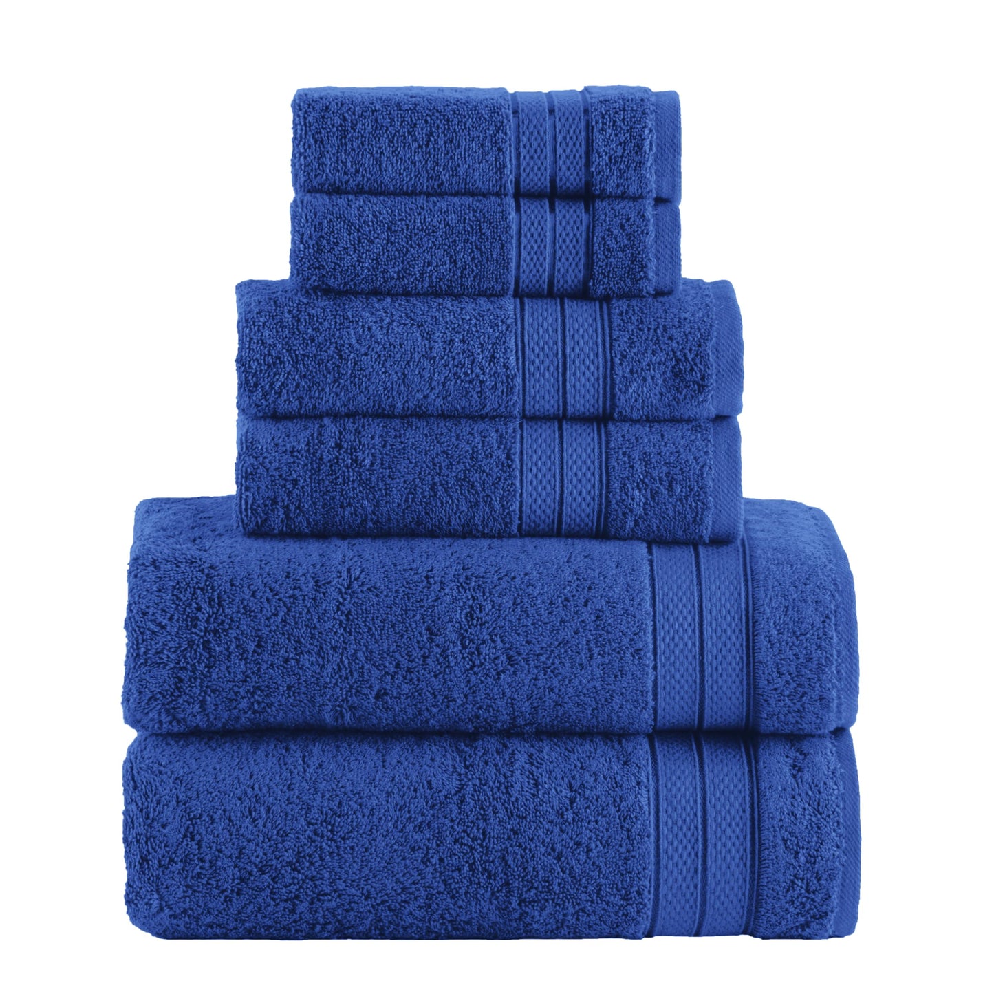 Elegant Comfort Luxury 6-Piece Towel Set, Premium Soft 100% Turkish Cotton, Three Line Popcorn Design 2 Bath Towels, 2 Hand Towels and 2 Washcloths Towel Set - Quick-Drying and Absorbent, Coral