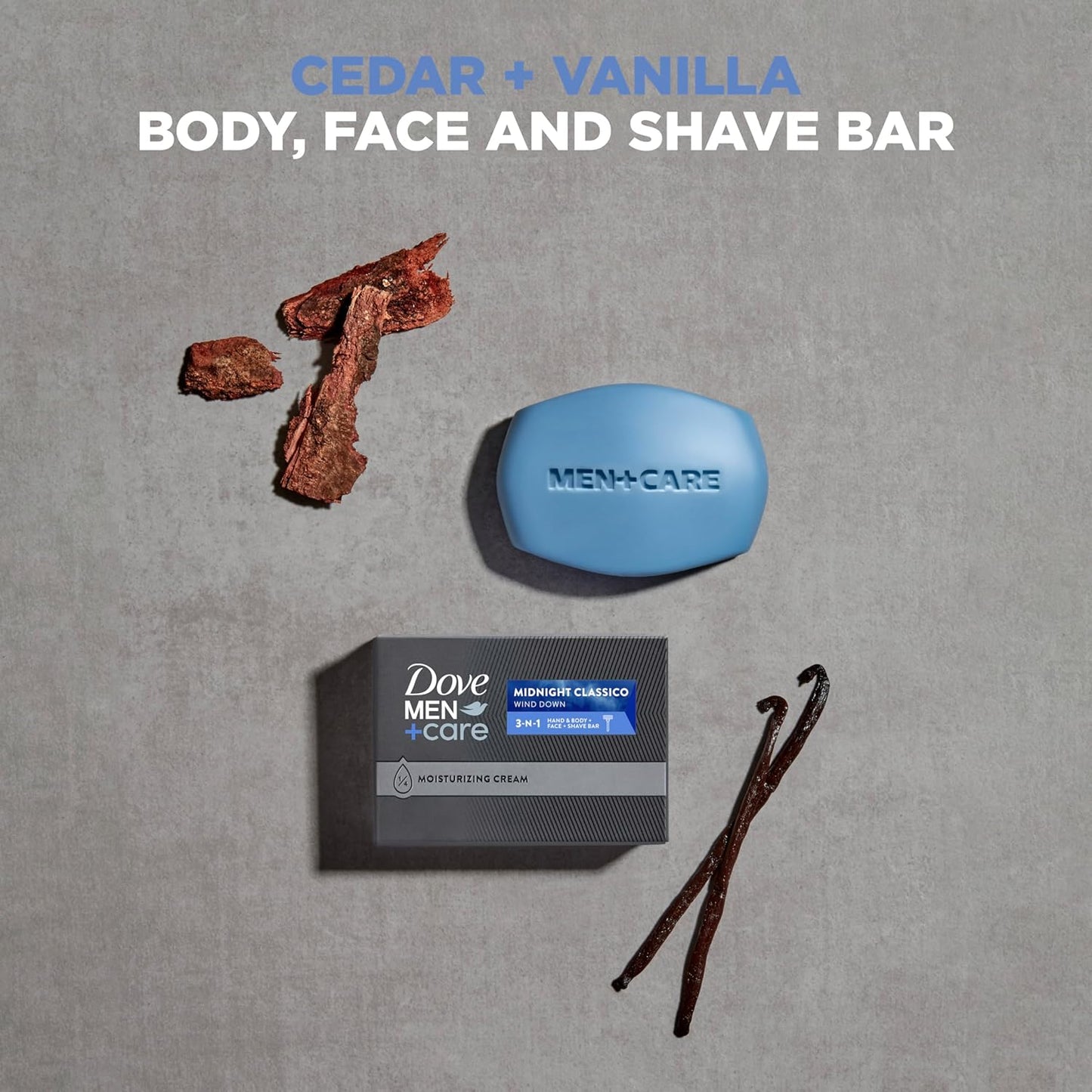 DOVE MEN + CARE Hand & Body Face + Shave Bar Midnight Classico 10 count For Hydrated, Smooth Skin 3.75 oz