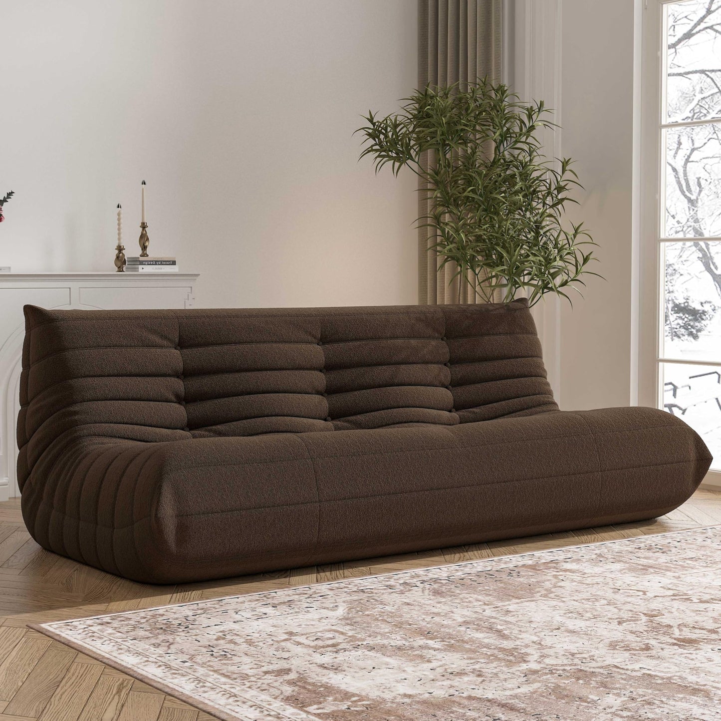 Bean Bag Chair, Memory Foam Bean Bag Sofa Large Bean Bag Chair for Adults, Bean Bag Chairs for Teens with High Density Comfortable Foam, Bean Bag for Living Room, Bedroom (Coffee)