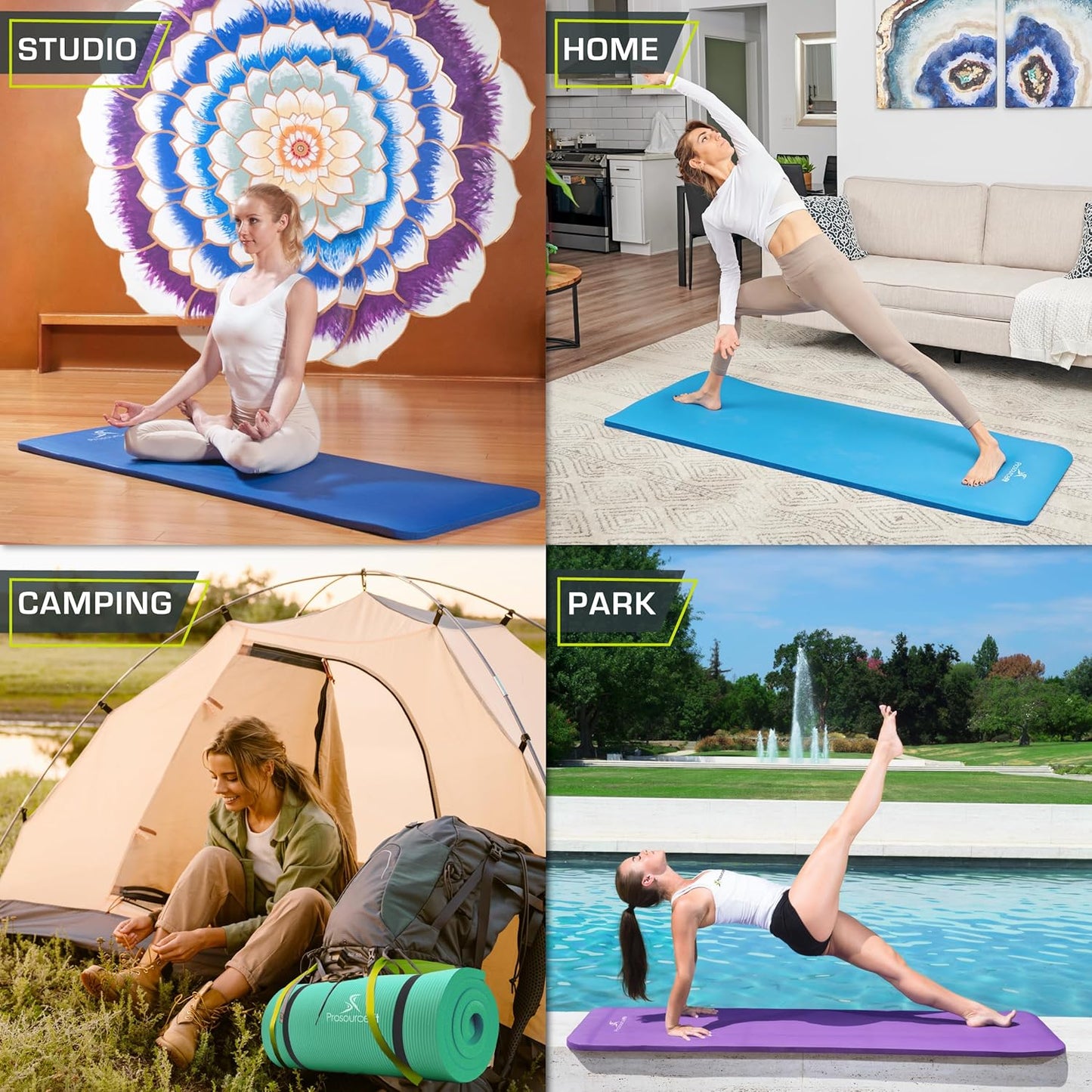 ProsourceFit Extra Thick Yoga and Pilates Mat ½” (13mm), 71-inch Long High Density Exercise Mat with Comfort Foam and Carrying Strap